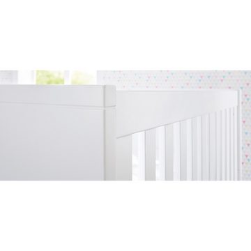 Lomadox Babyzimmer-Komplettset RIJEKA-134, (3-St), inkl. Wickelaufsatz abnehmbar, Kommode, Babybett, Schrank in weiß matt