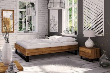 byoak Bett STEEL 160 x 200 aus Massivholz, ohne Kopfteil, Naturgeölt