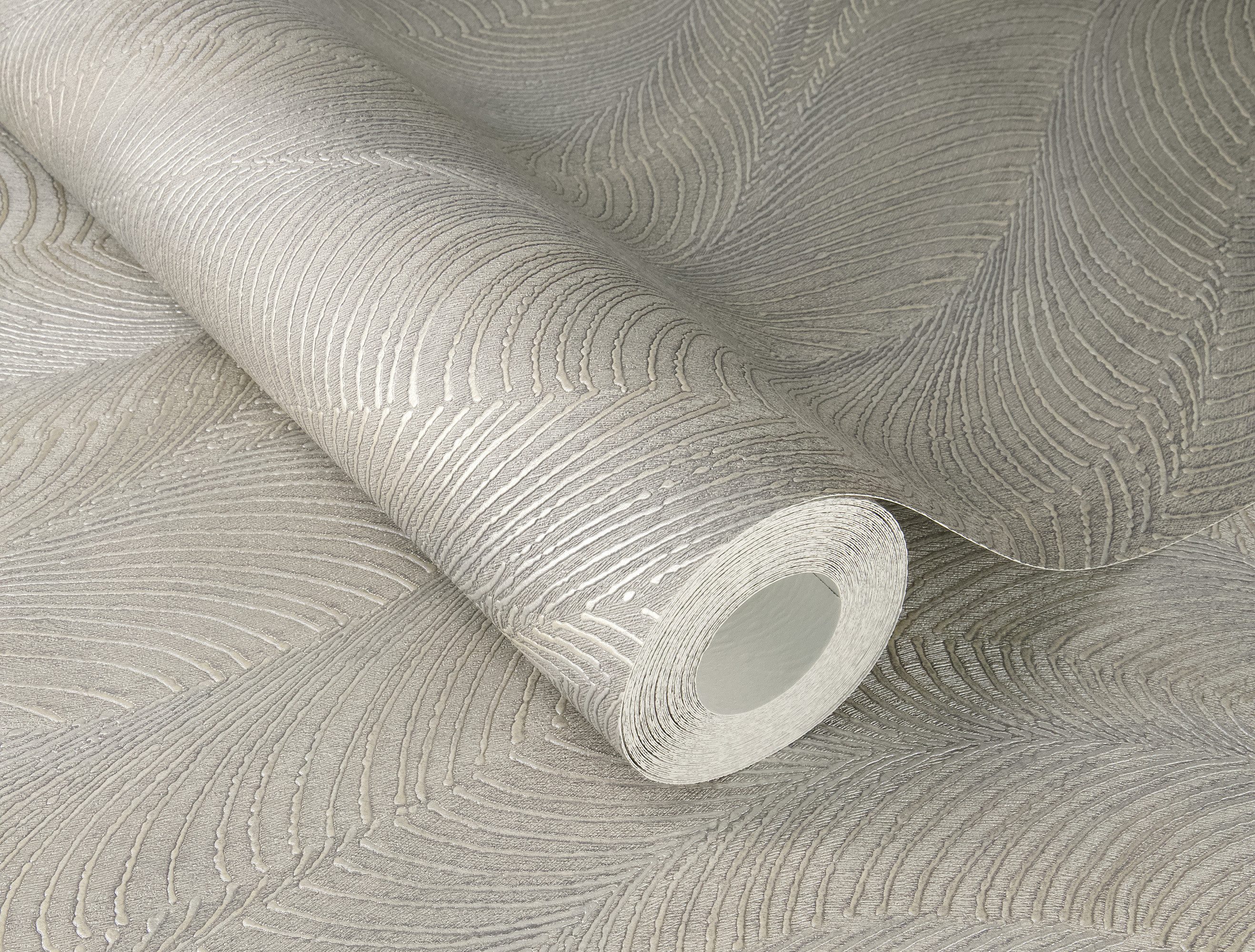 Rasch Vliestapete Vliestapete Federn silber-taupe 659634