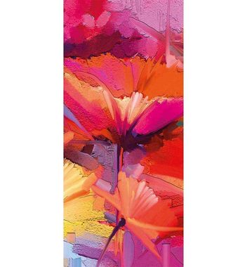 MyMaxxi Dekorationsfolie Türtapete Bunte Blüten Malerei Türbild Türaufkleber Folie