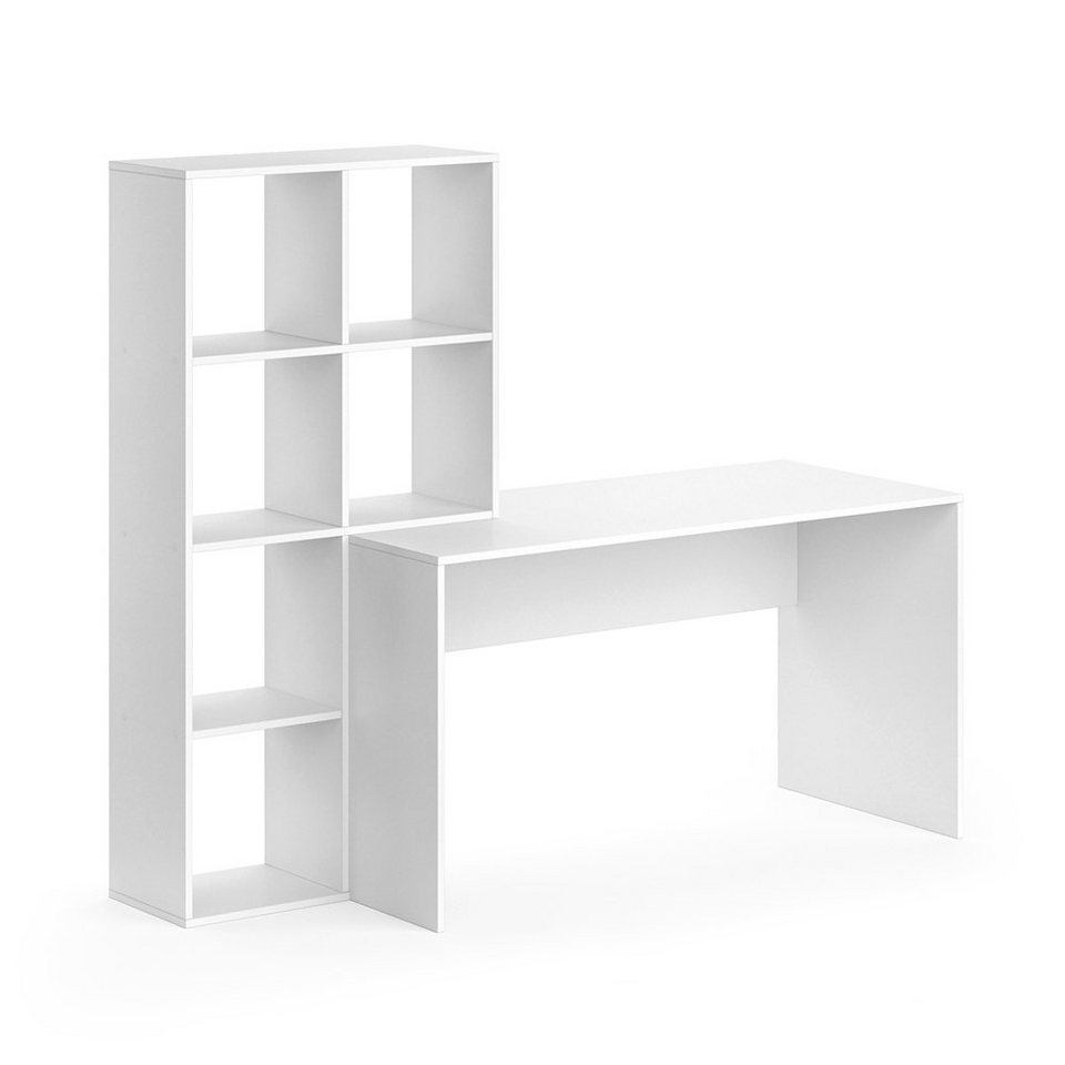 Vicco Regal-Schreibtisch »Schreibtisch mit Regal Mara Weiß Raumteiler