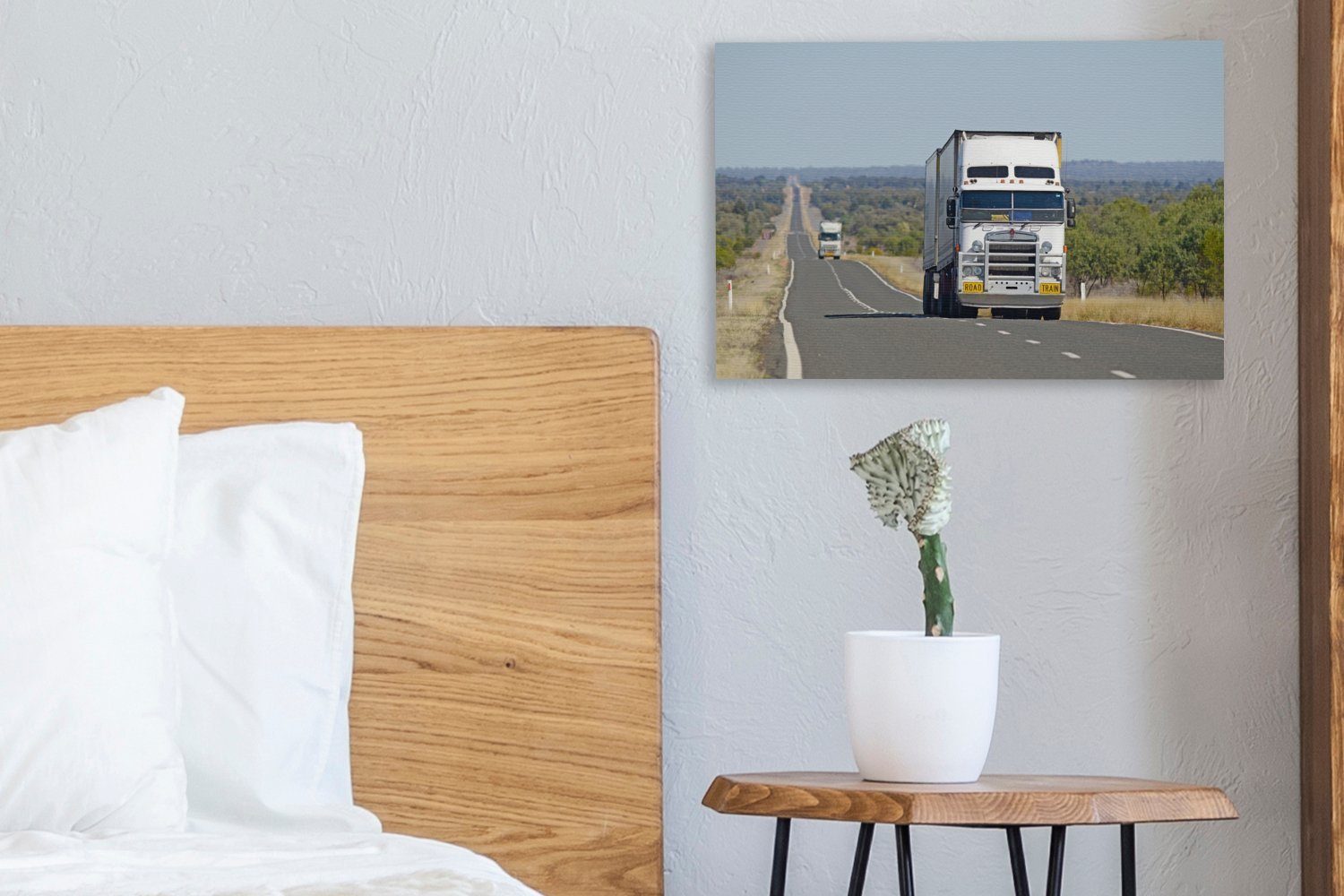 Aufhängefertig, sonnigen einem Wandbild Leinwandbilder, cm OneMillionCanvasses® an Wanddeko, St), Lastwagen Leinwandbild 30x20 (1 Tag,