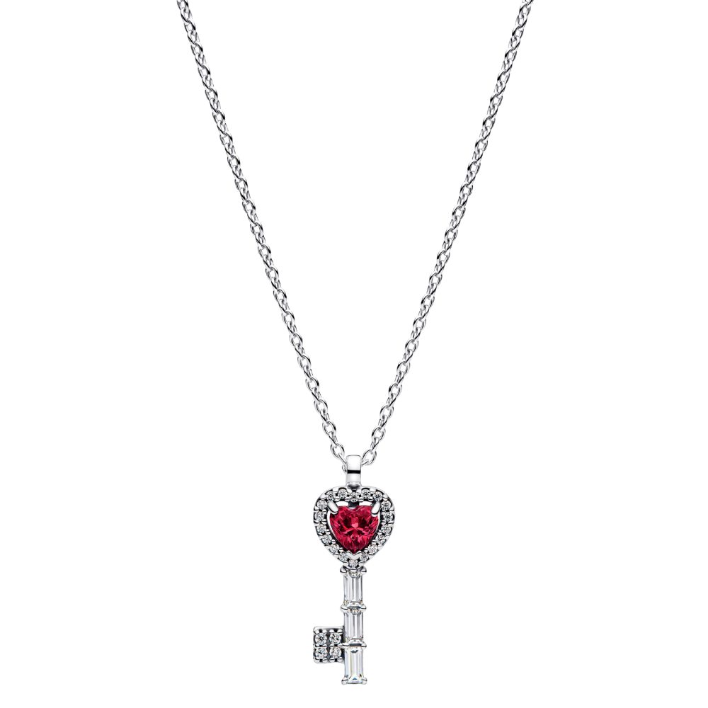 Pandora Kette mit Anhänger 394392C01-45, Herz, Rot, Liebe, Zirkonia