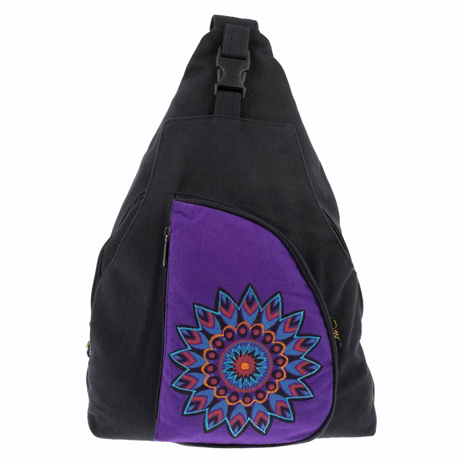 UND / KUNST Bag Hippie Sling Mandala MAGIE Schultertasche Schwarz Bodybag L Umhängetasche Rucksack Lila Kunst&Magie