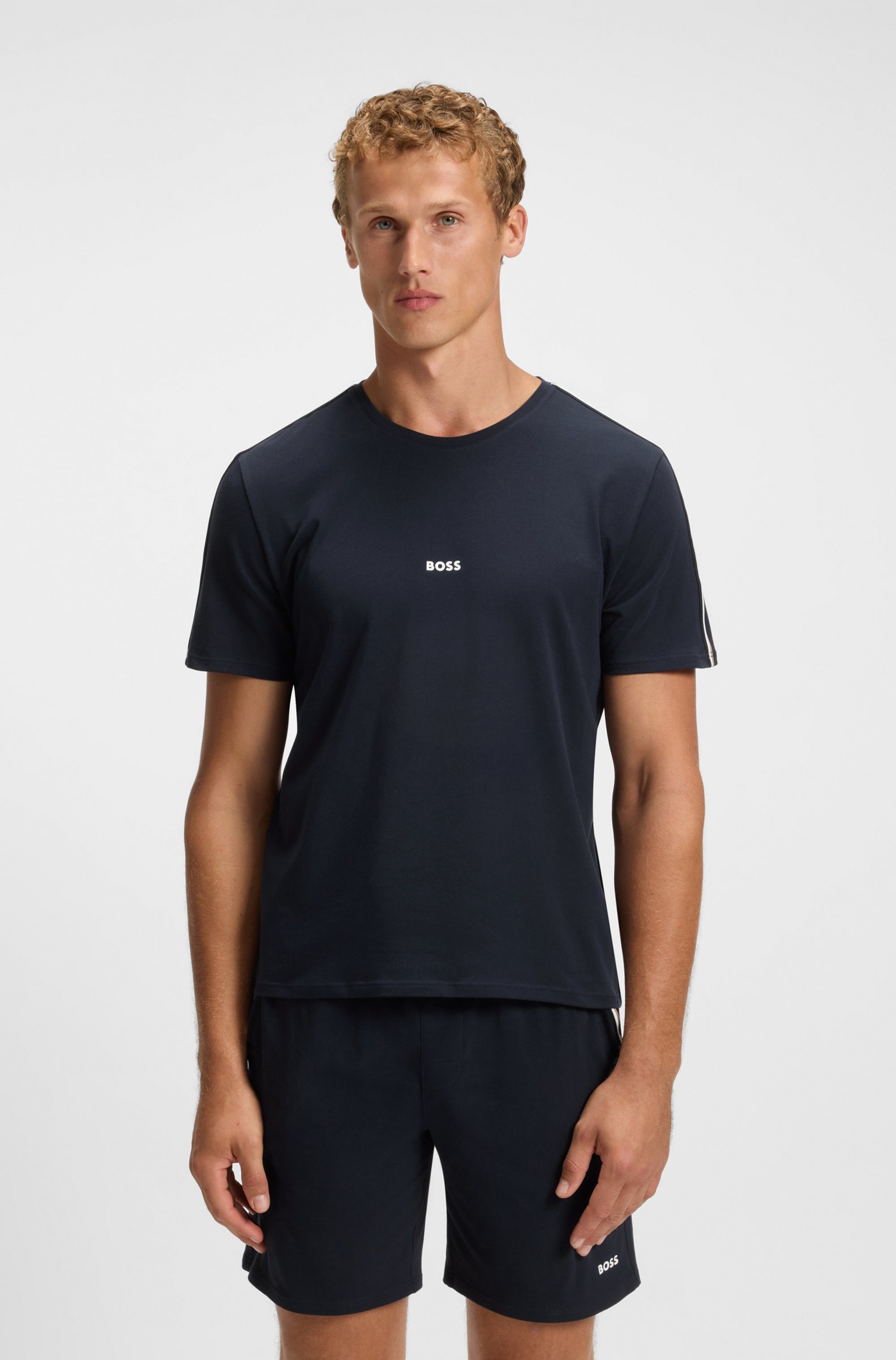 BOSS T-Shirt Unique aus elastischer Baumwolle mit Tape-Details, regular fit