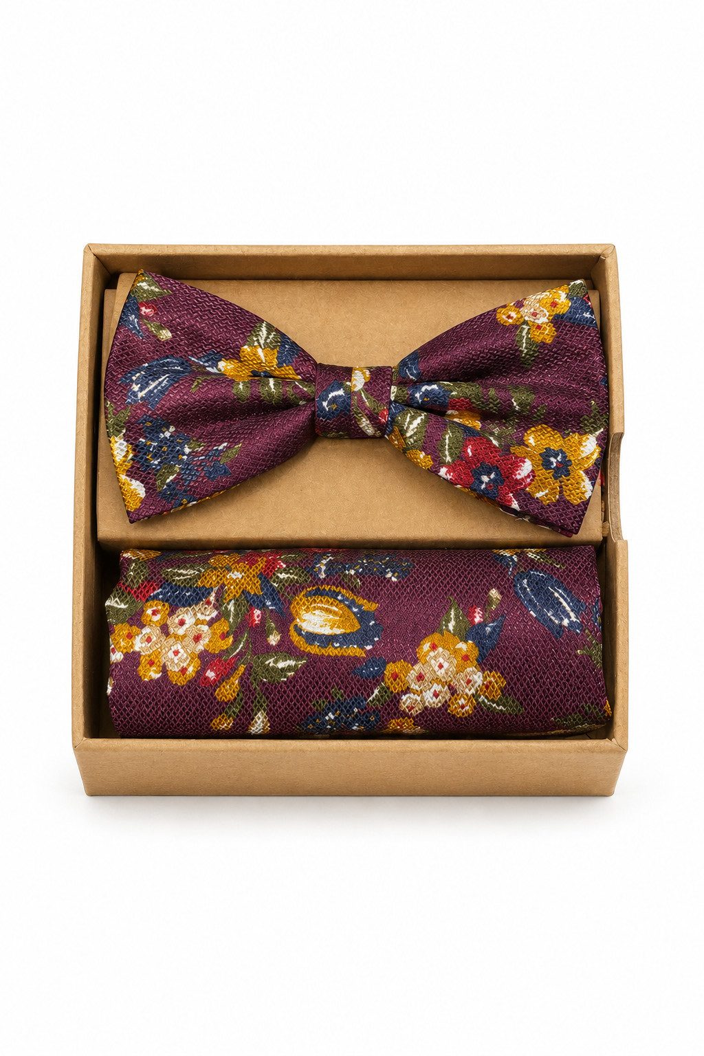 Prince Bowtie Fliege - Set Fliege Einstecktuch - Seidenfliege mit Paisley Muster