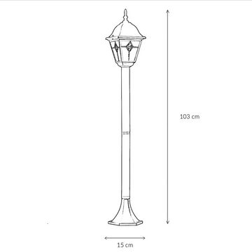 Licht-Erlebnisse Außen-Stehlampe SALZBURG, ohne Leuchtmittel, Stehlampe Außen Tiffany Stil Kupfer Antik Garten Terrasse Außenleuchte