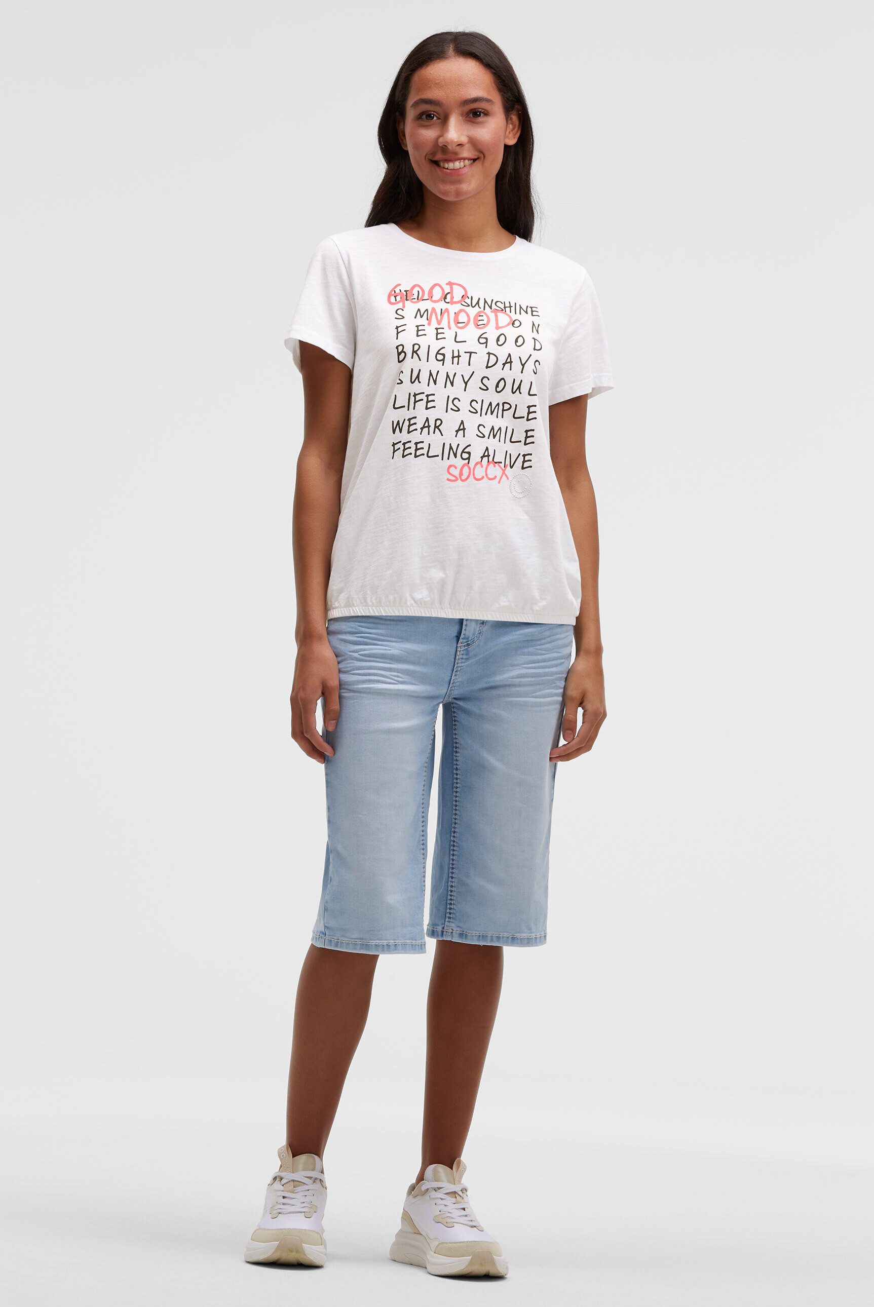 SOCCX Rundhalsshirt mit Gummizug im Saum