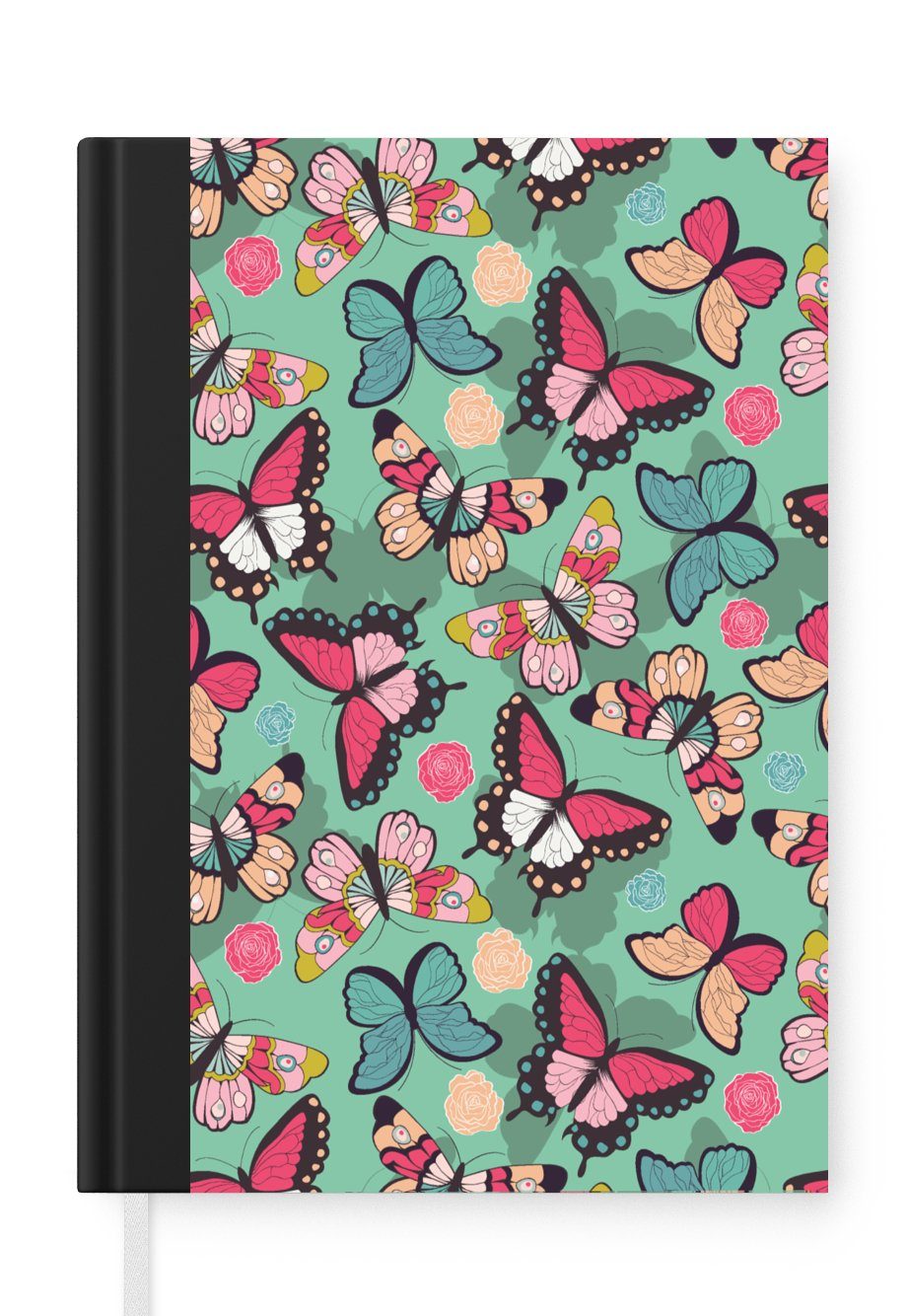 MuchoWow Notizbuch Schmetterlinge - Muster - Frühling, Journal, Merkzettel, Tagebuch, Notizheft, A5, 98 Seiten, Haushaltsbuch