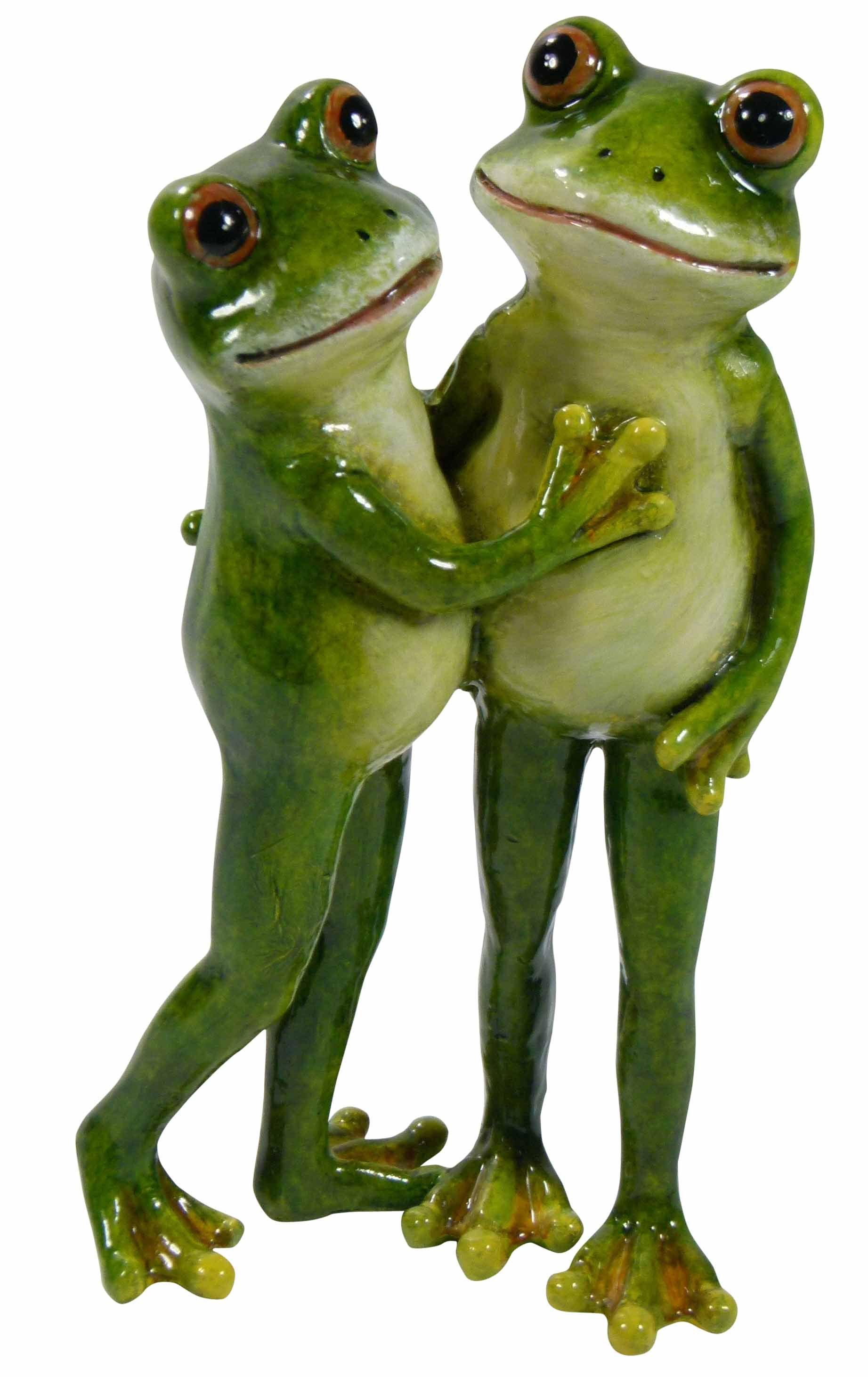 GlasArt Tierfigur Frosch Paar 15,5cm hoch grün Liebespaar Figur Frühling Sommer Dekofigur Dekotiere (1 St), Bunt