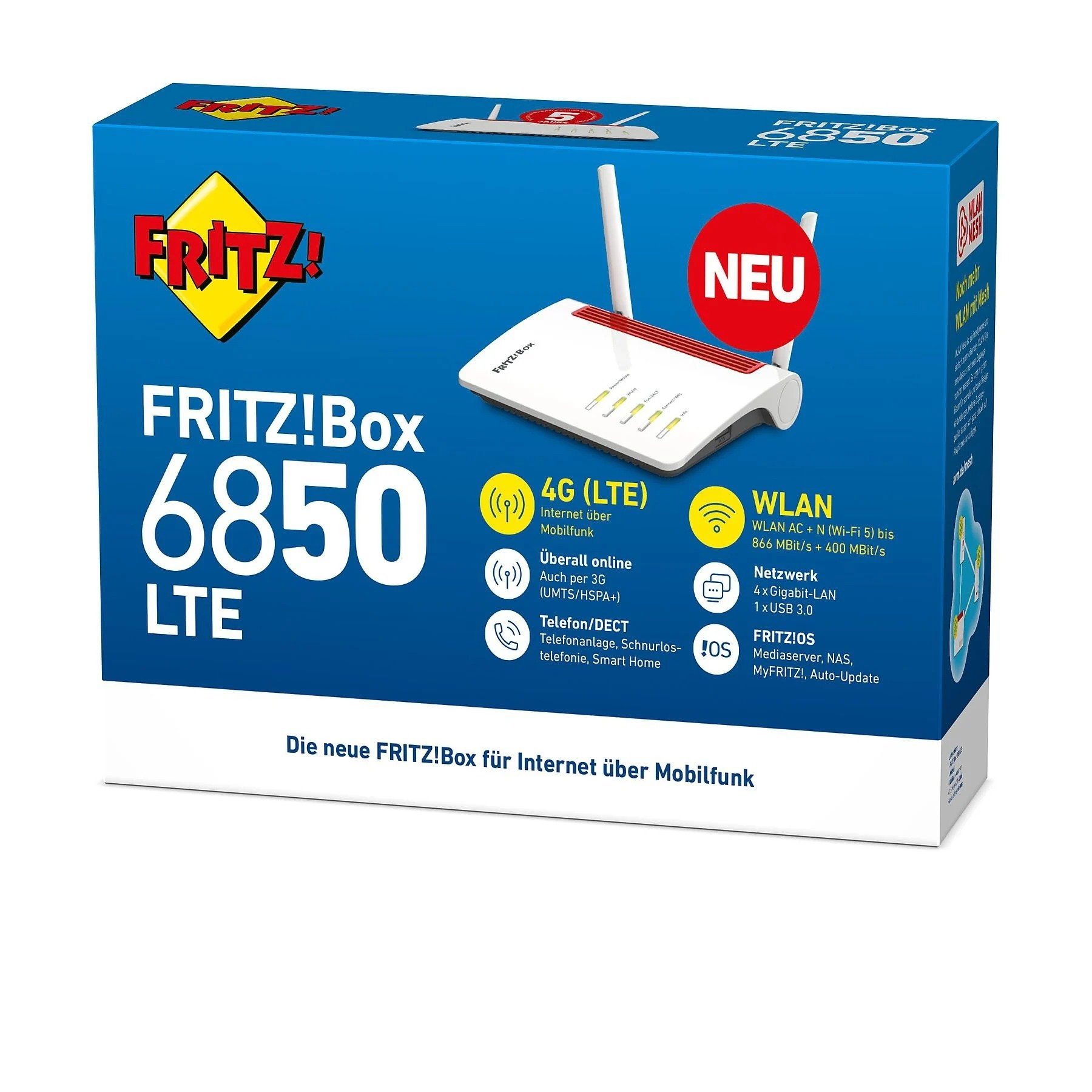 AVM FRITZ!Box 6850 Mobilfunk LTE 4G/LTE-Router, Mbit/s WLAN Internet Modem 150
