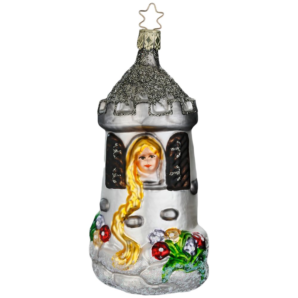 INGE-GLAS® Weihnachtsbaumkugel Rapunzel Turm, Märchen 13cm (1 St), mundgeblasen, handbemalt