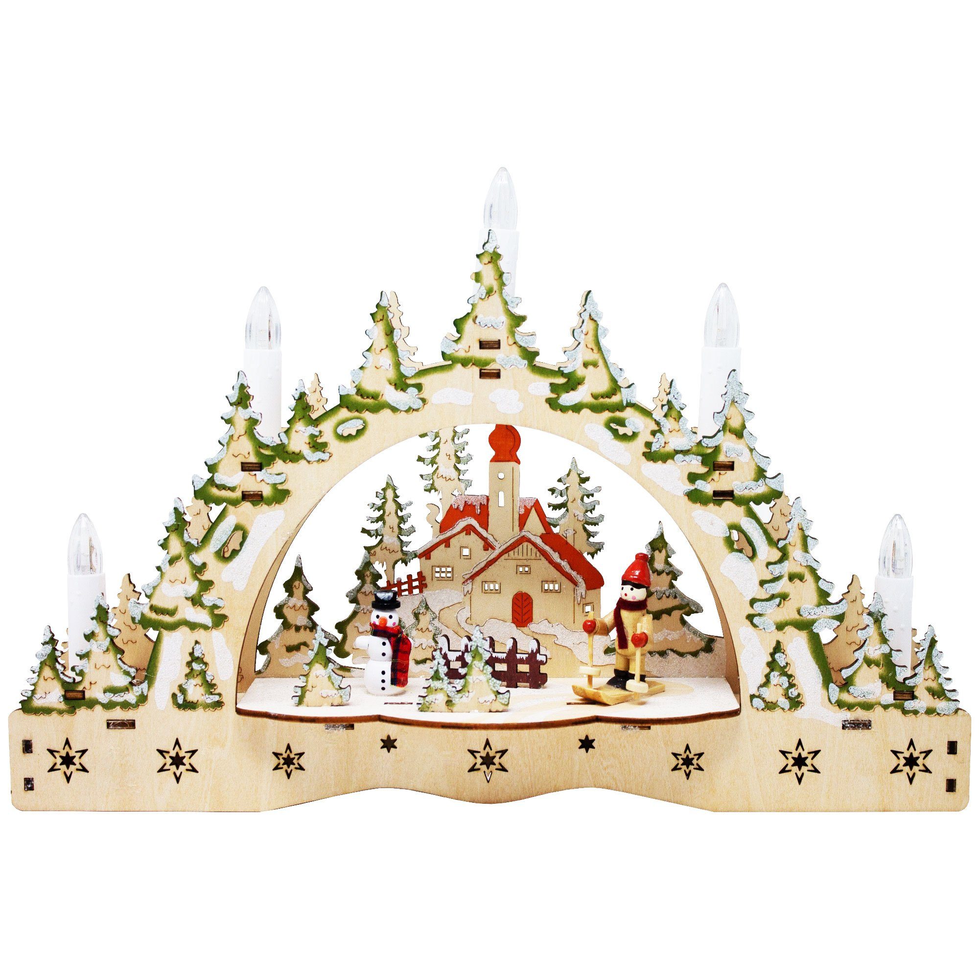 ToCi LED Schwibbogen LED-Kerzenbogen Schwibbogen mit 5 LED-Kerzen Weihnachts-Dekoration