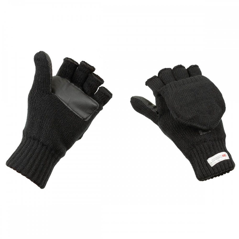XL zugl. schwarz Fausthandschuh, mit Strick-Handschuhe,ohne umklappbare Strickhandschuhe Fingerkappe Finger, Klettverschluss MFH -