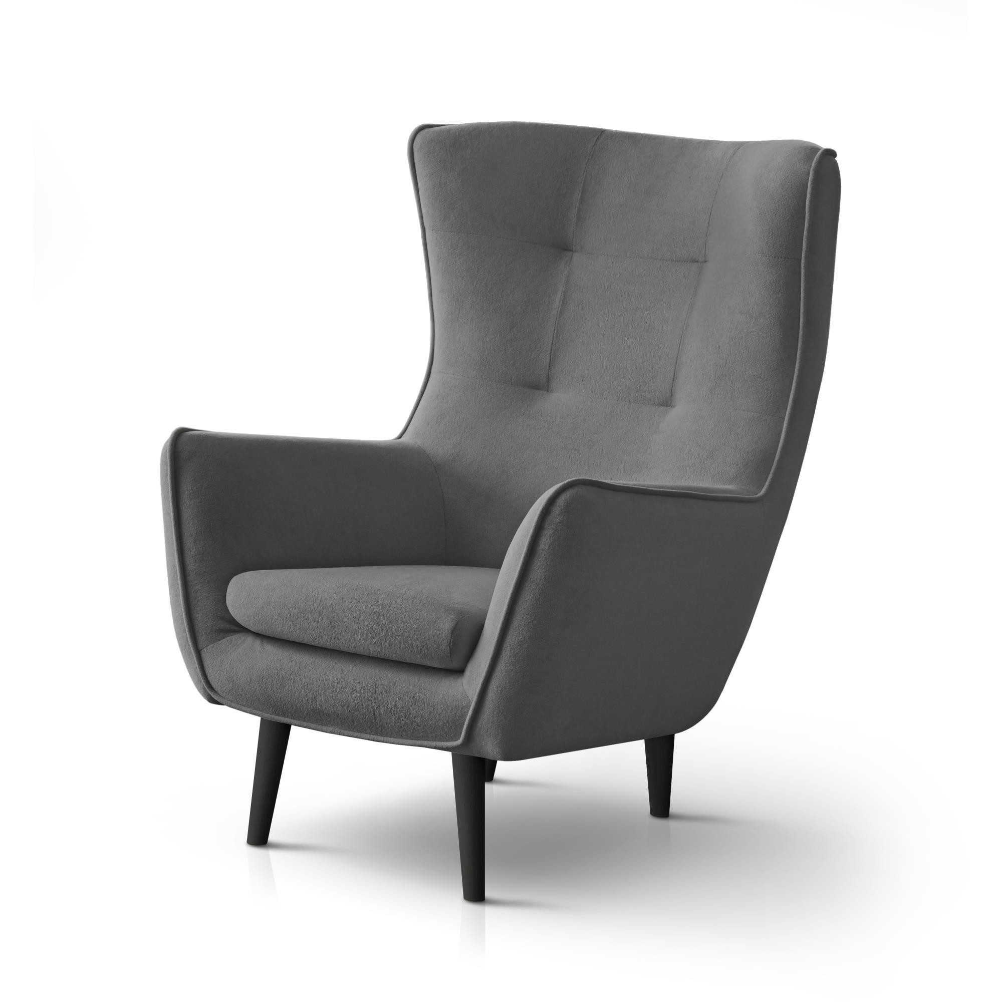 Beautysofa Sessel Moderner, stilvoller, sehr bequemer Hochstuhl Louis (B:82/H:107/T:93cm)