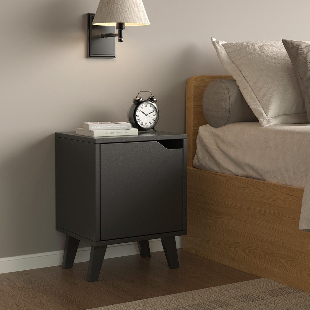 Vicco Nachtschrank Malu, Schwarz, 2er Set (2-St)