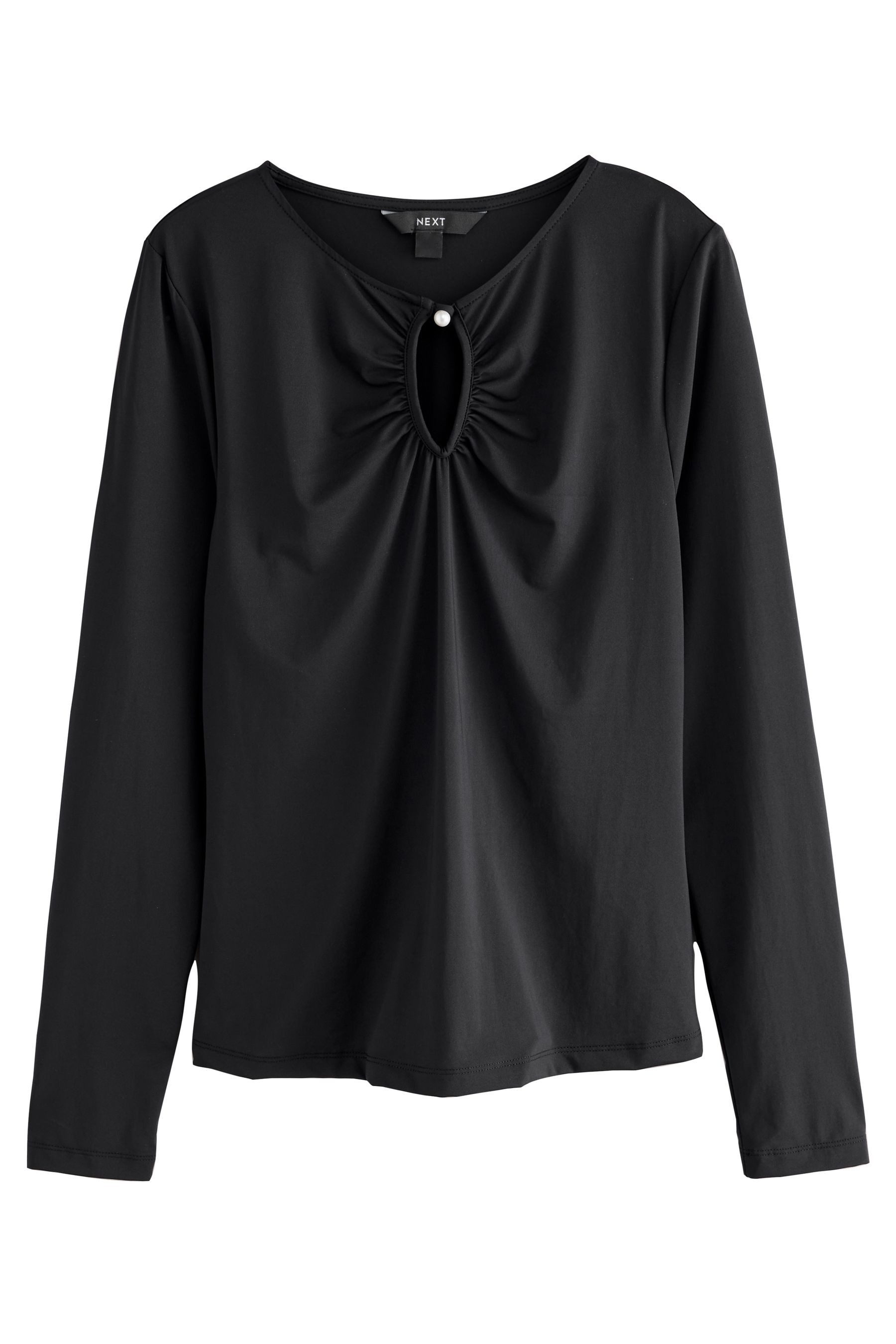 Next Blusenshirt Weiches, fließendes Langarmshirt mit Raffung und (1-tlg)