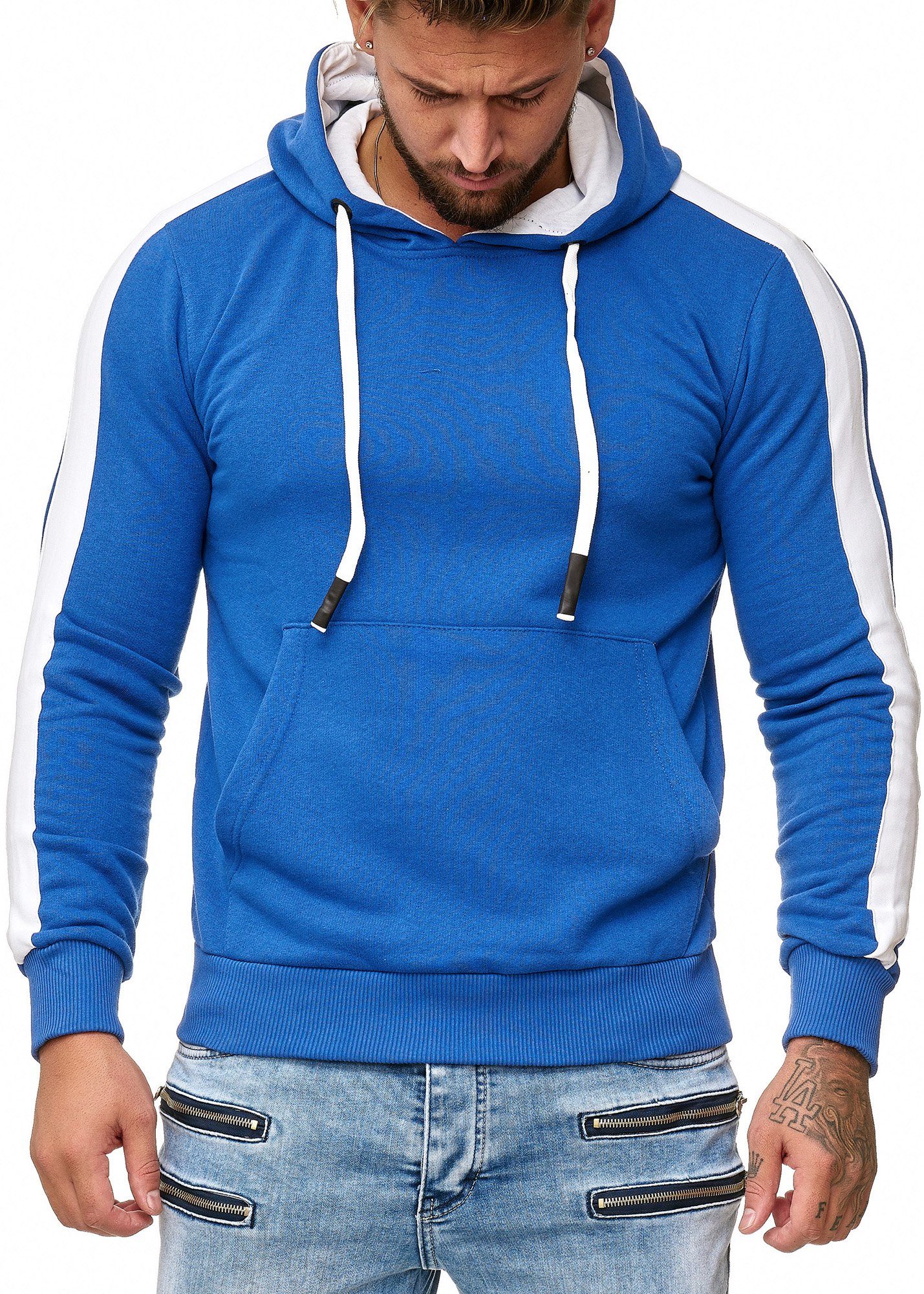 Code47 Hoodie Code47 Herren Sweatshirt Hoodie Pullover Kapuzenpullover Modell 1212 (Hoodie Kapuzenpullover Sweater, 1-tlg) Fitness Freizeit Casual Blau
