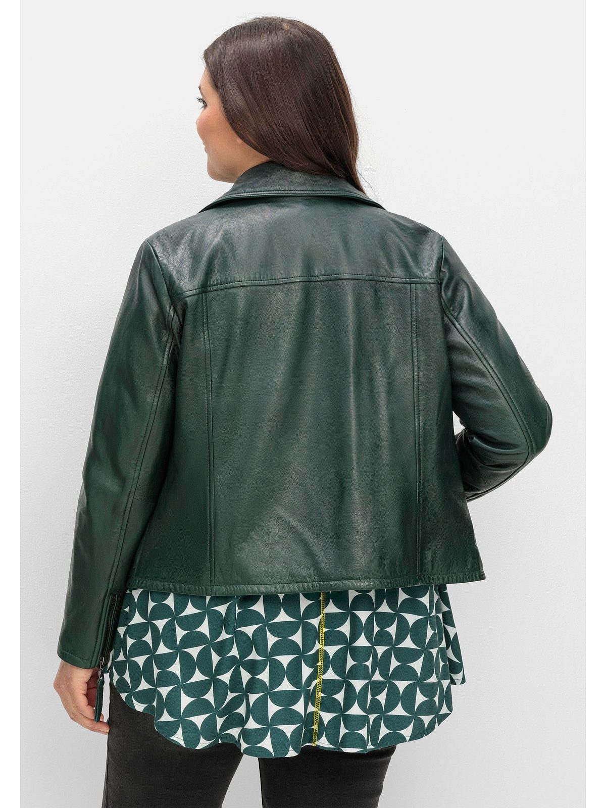 Sheego Lederjacke Große Größen aus Lammnappa, im Biker-Stil