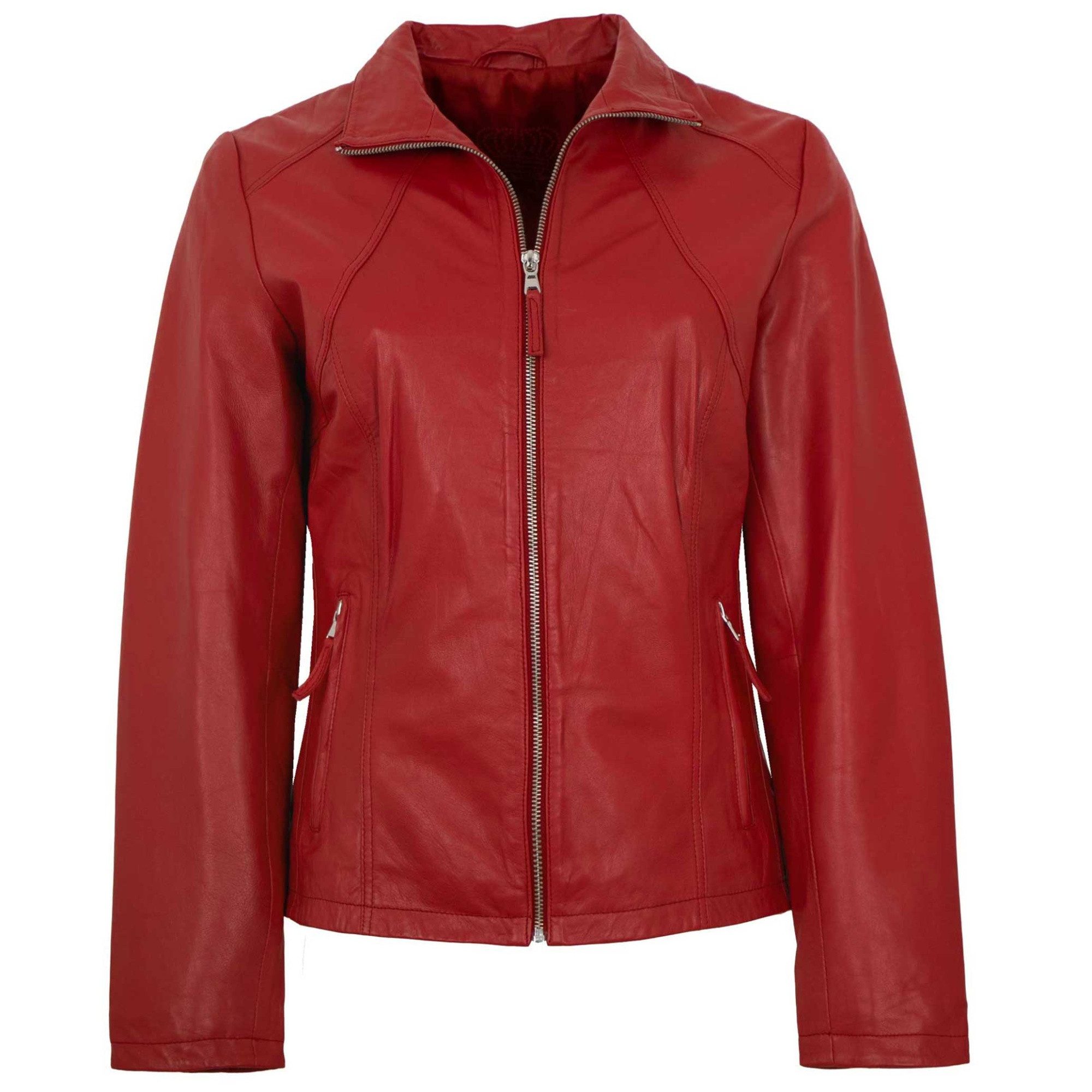 Maddox Lederjacke Diana MADDOX - Damen Lederjacke Lammnappa rot