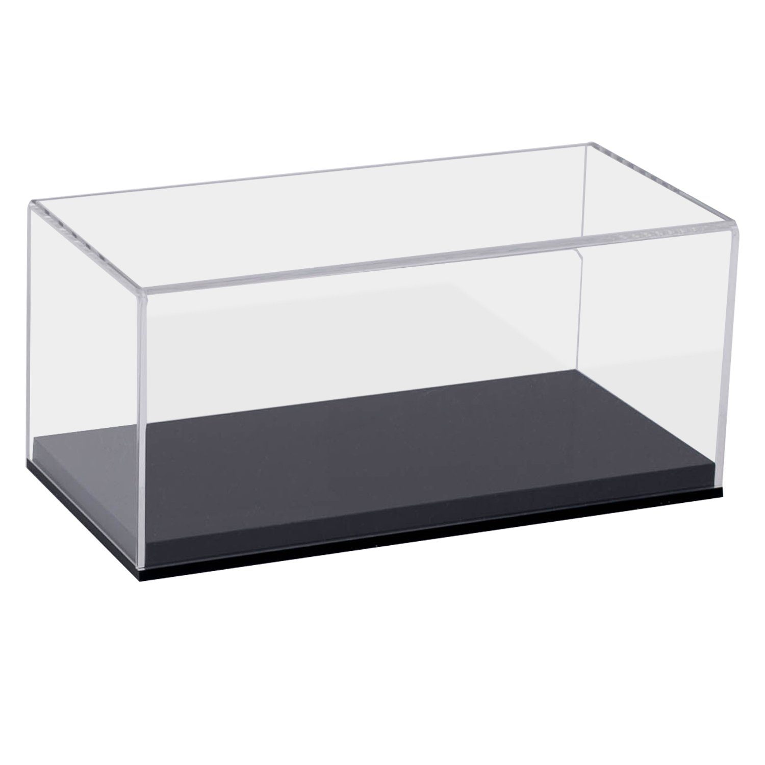 HMF Vitrine elegante Acrylglasvitrine transparente Sammlerbox für  Sammelstücke, Schaukasten aus Acryl mit Holzsockel für Modellautos