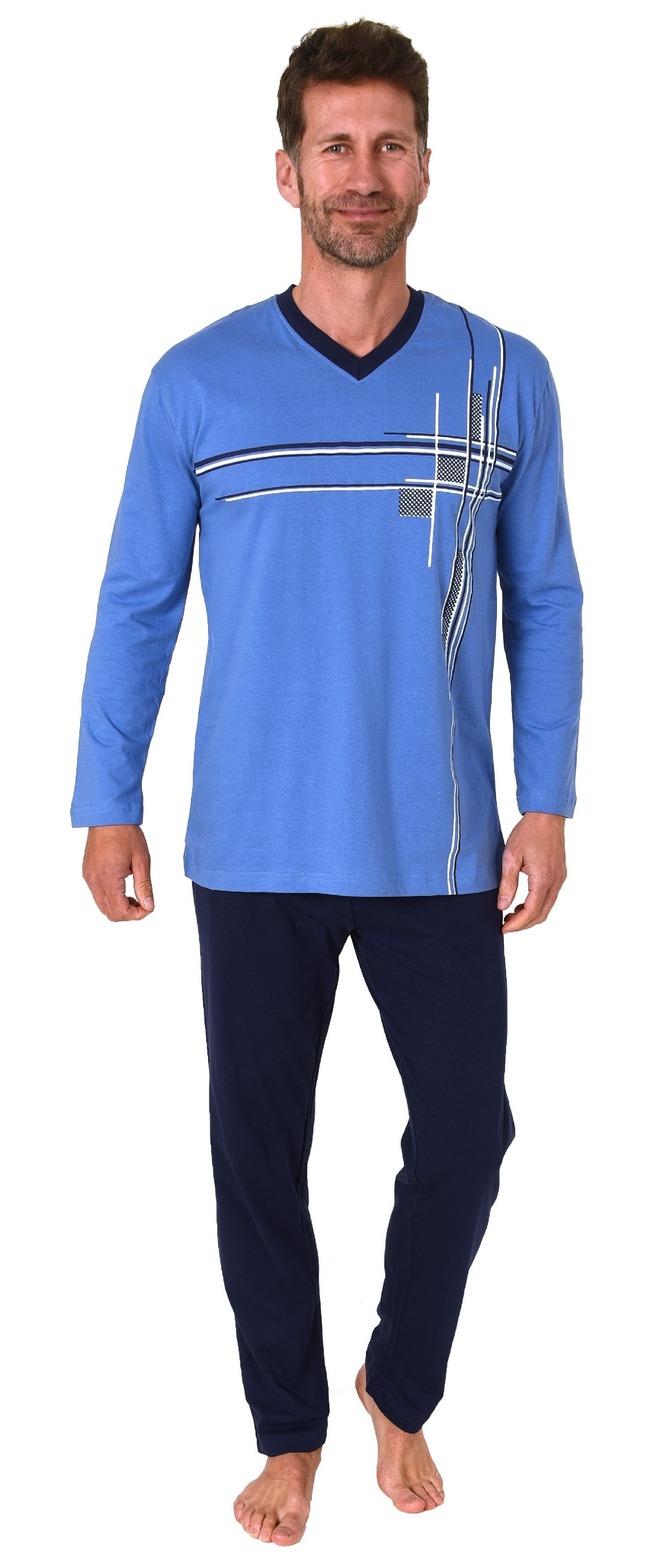 Normann Pyjama Herren Schlafanzug langarm Pyjama mit Frontprint - auch in Ü günstig online kaufen