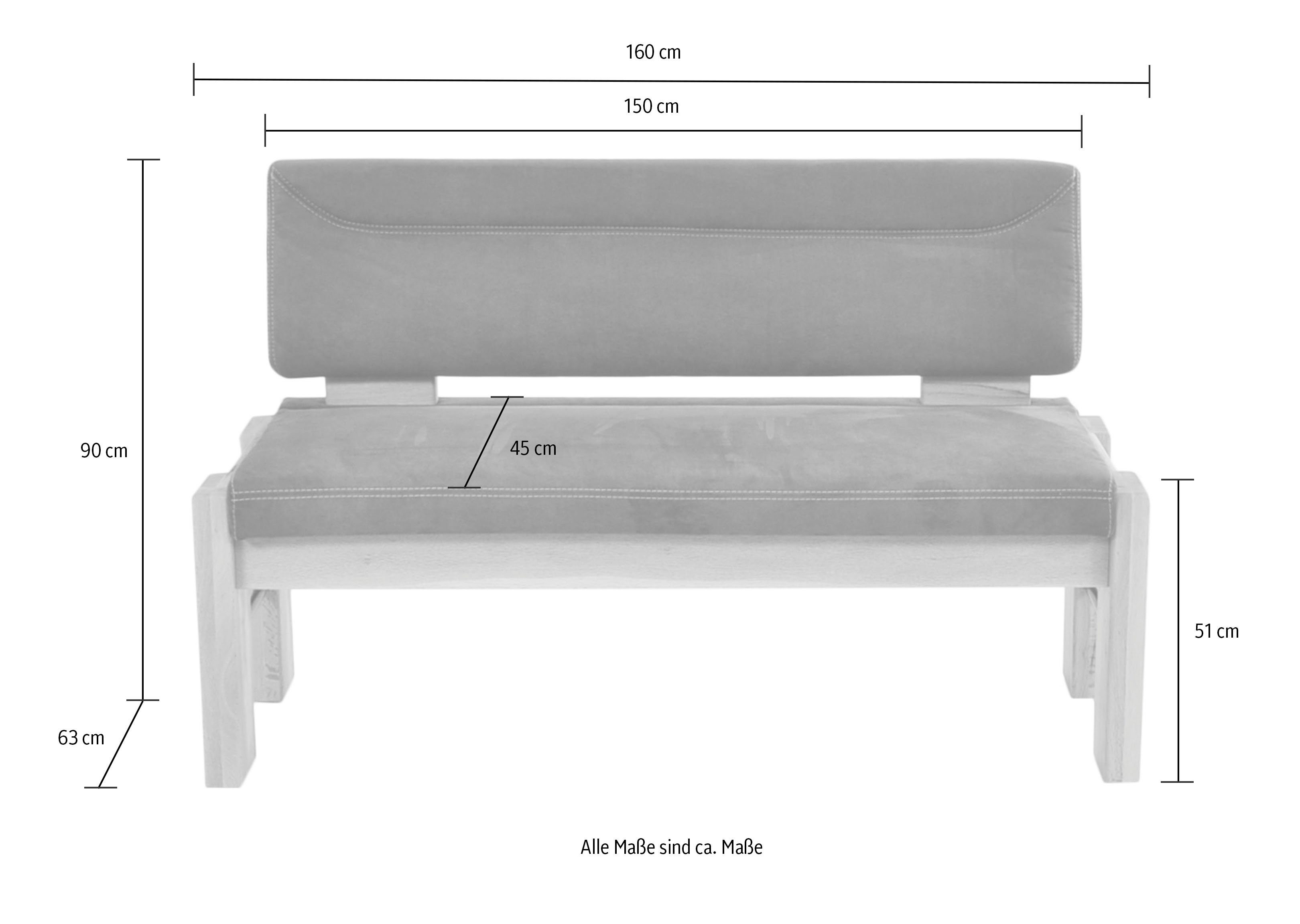 K+W Komfort Stauraumbank, oder in 2 gepolsterte Polsterbank, 181cm Wohnen Breiten 161cm & Massivholz