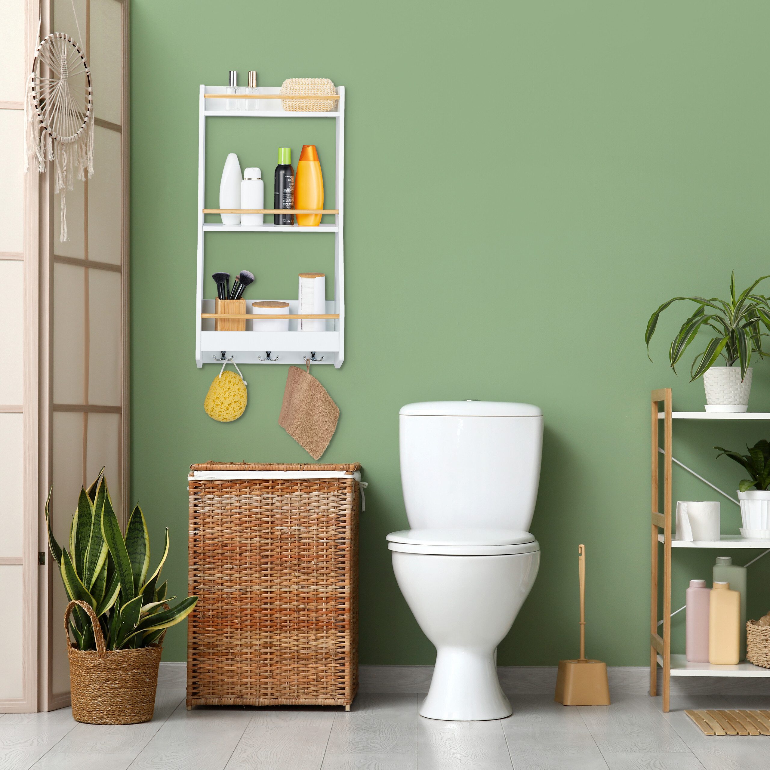 relaxdays Wandregal mit 6 Hake günstig online kaufen