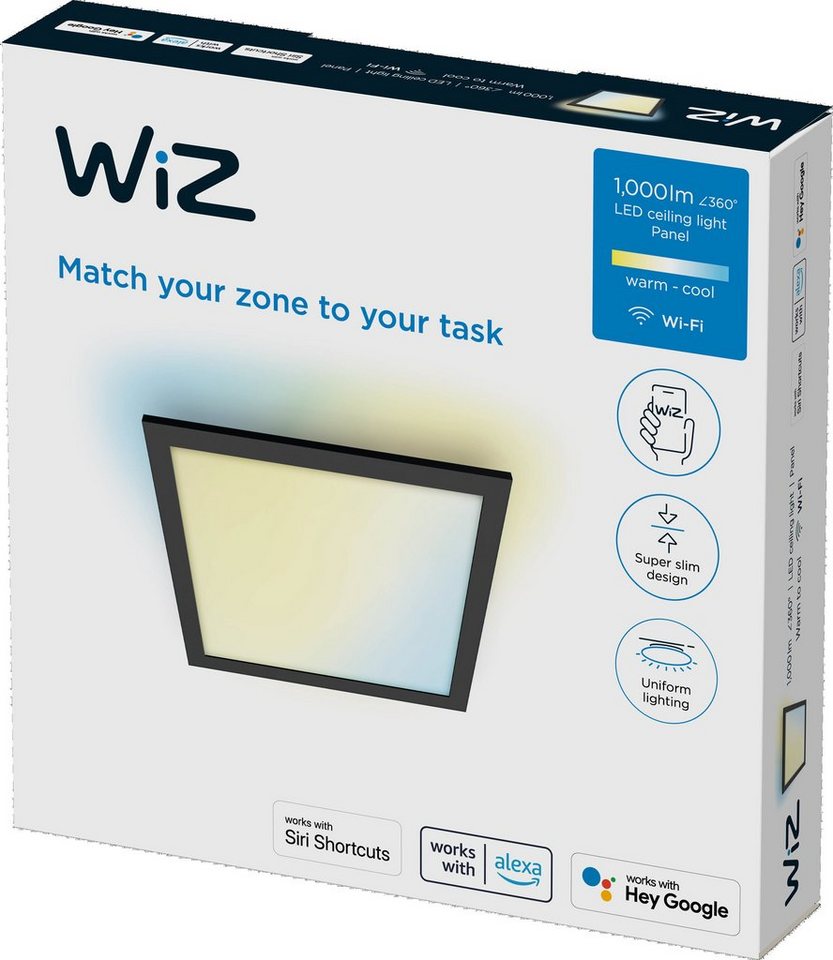 WiZ LED Deckenleuchte Tunable White, Dimmer, LED fest integriert, warmweiß  - kaltweiß, Quadratisch, Einfaches Plug-and-Play. Funktioniert mit dem  vorhandenen WLAN