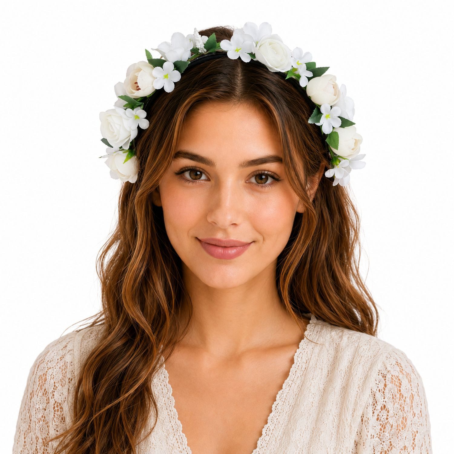 Trachtenland Haarreif Blumen Haarkranz "Sabia" mit Rosen, Haarschmuck Dirndl Hochzeit