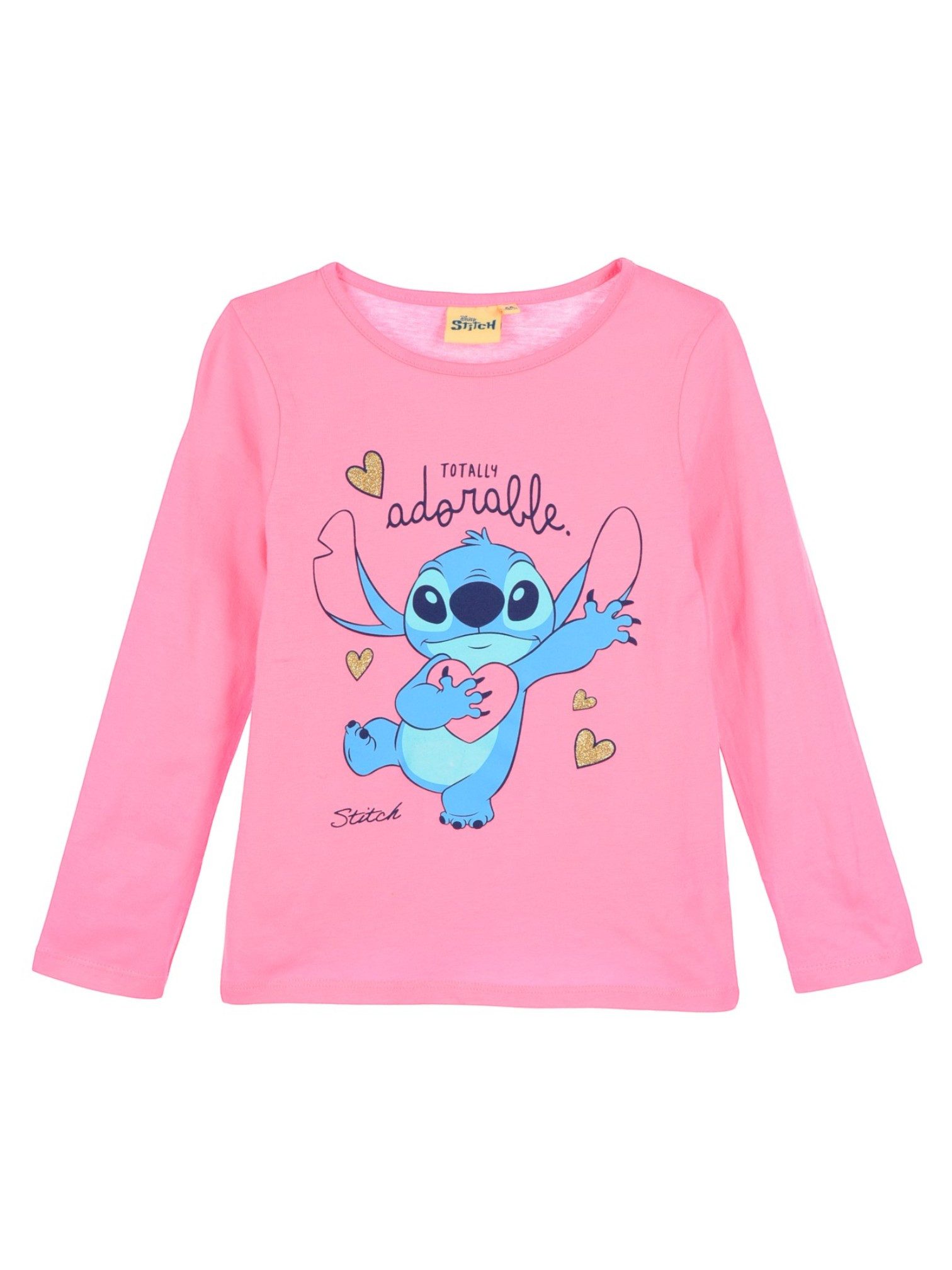 Lilo & Stitch Langarmshirt Stich Totally adorable Mädchen Shirt aus Baumwolle Gr. 98 - 128 cm