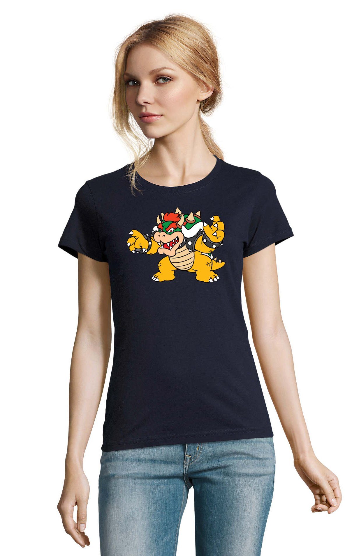 Navyblau Bowser T-Shirt Mario Konsole Damen Brownie Gaming Luigi Yoshi Game Nintendo Gamer Blondie &