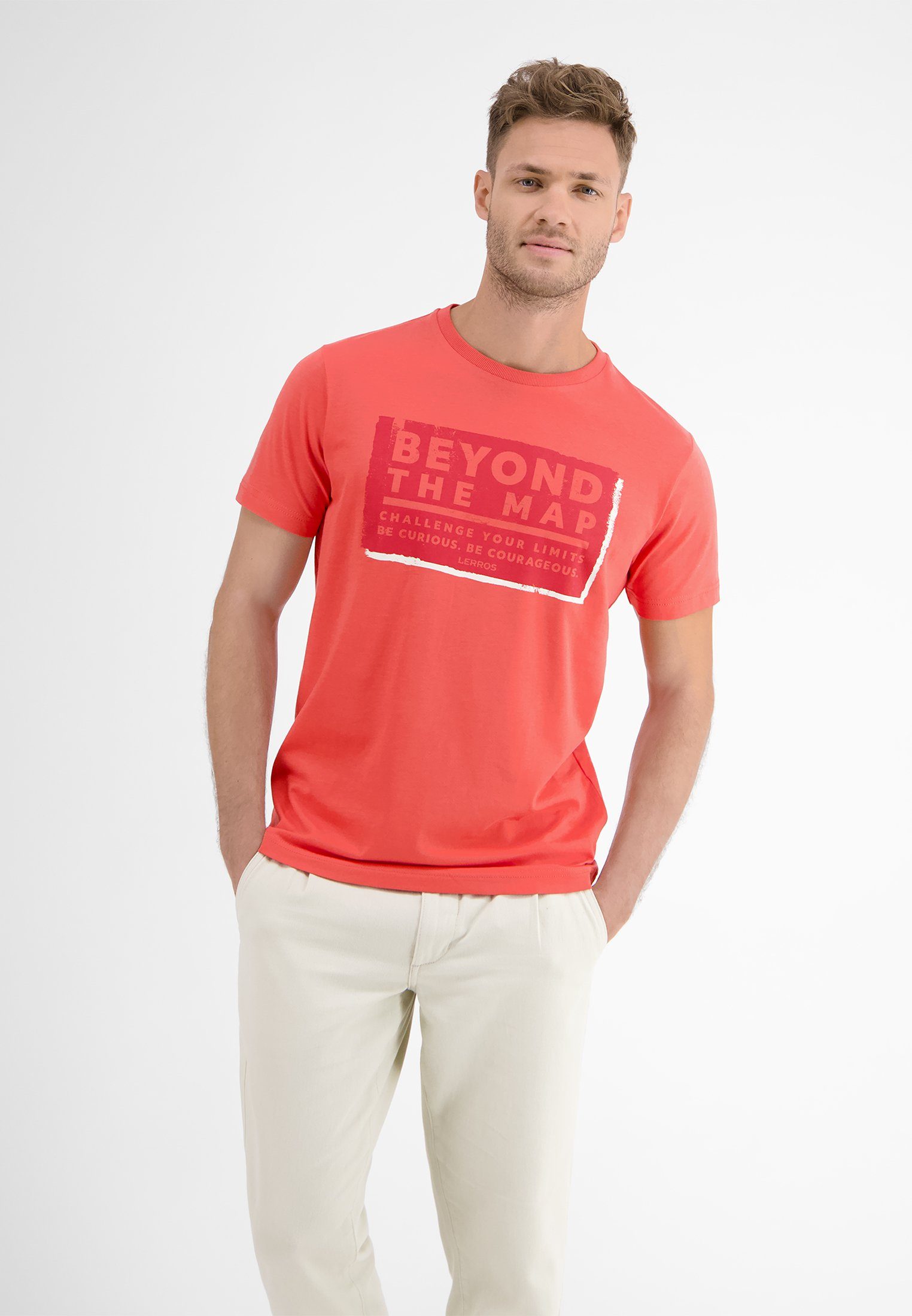 LERROS T-Shirt LERROS T-Shirt *Beyond the map* HIBISCUS RED