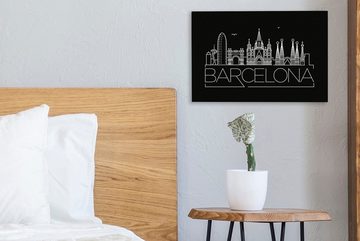 OneMillionCanvasses® Leinwandbild Skyline von Barcelona" auf schwarzem Hintergrund, (1 St), Wandbild Leinwandbilder, Aufhängefertig, Wanddeko, 30x20 cm