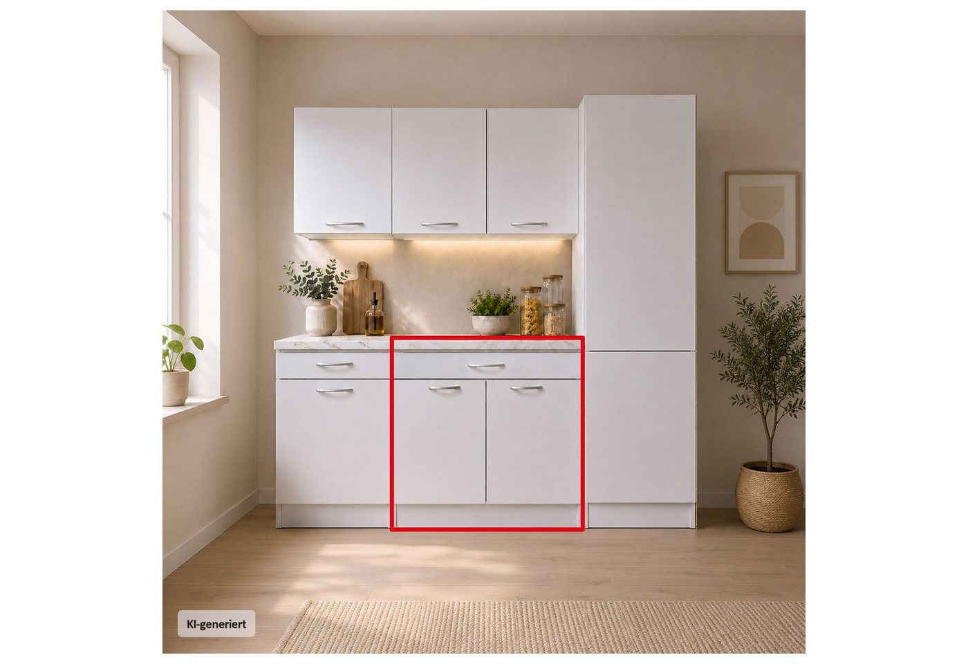 HTI-Living Unterschrank Küchenunterschrank Jenna Weiß 80 cm mit Schublade (1 Stück, 1-St., 1 Küchenunterschrank) Modular erweiterbar, modernes Design, Arbeitsplatte Marmoroptik