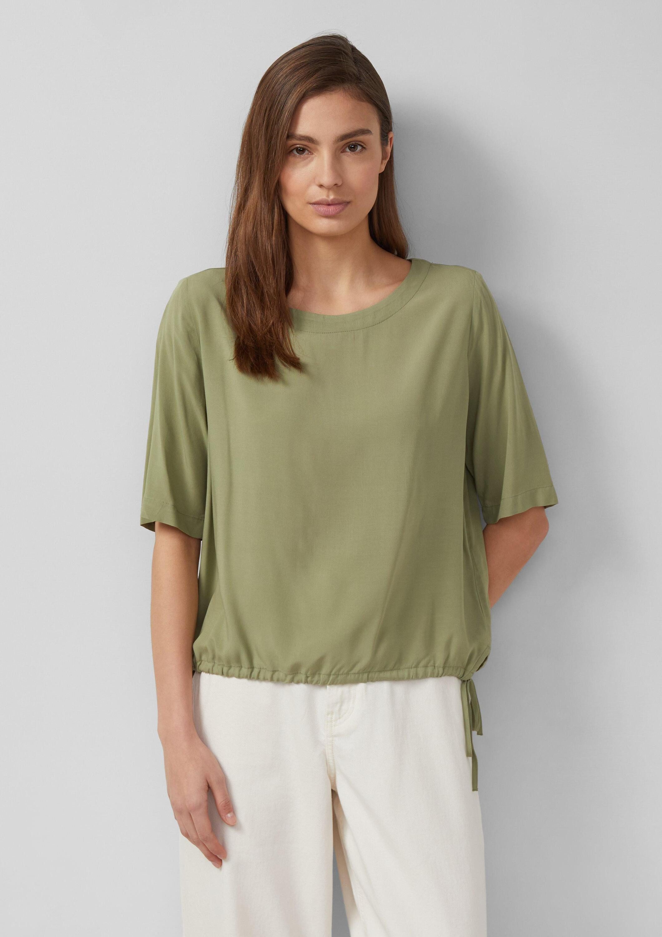 s.Oliver Kurzarmbluse Bluse Shirt-Bluse mit verstellbarem Saum