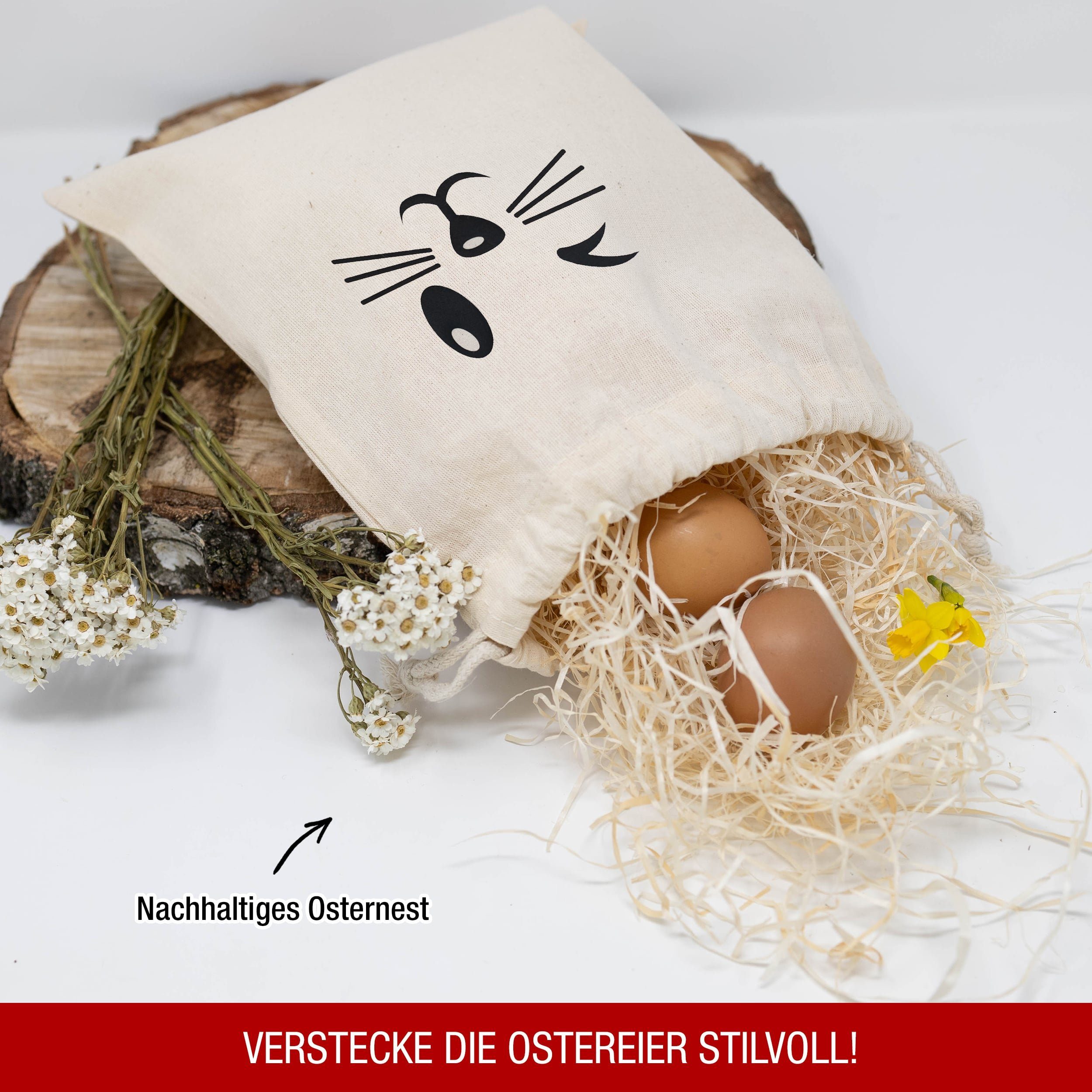 Grußkarten Osterdeko 2 Ostern TOBJA Geschenksäckchen Set x Osterbeutel 25 cm, Ostersäckchen, 30 Schwarz