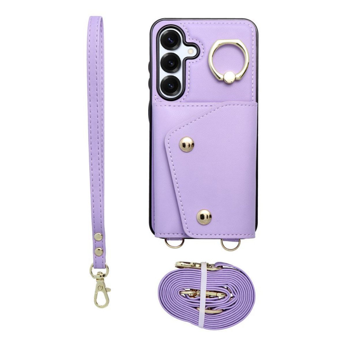 COFI 1453 Bumper Handyhülle mit Schultergurt Wallet-Hülle Kartenfach und Ringhalter