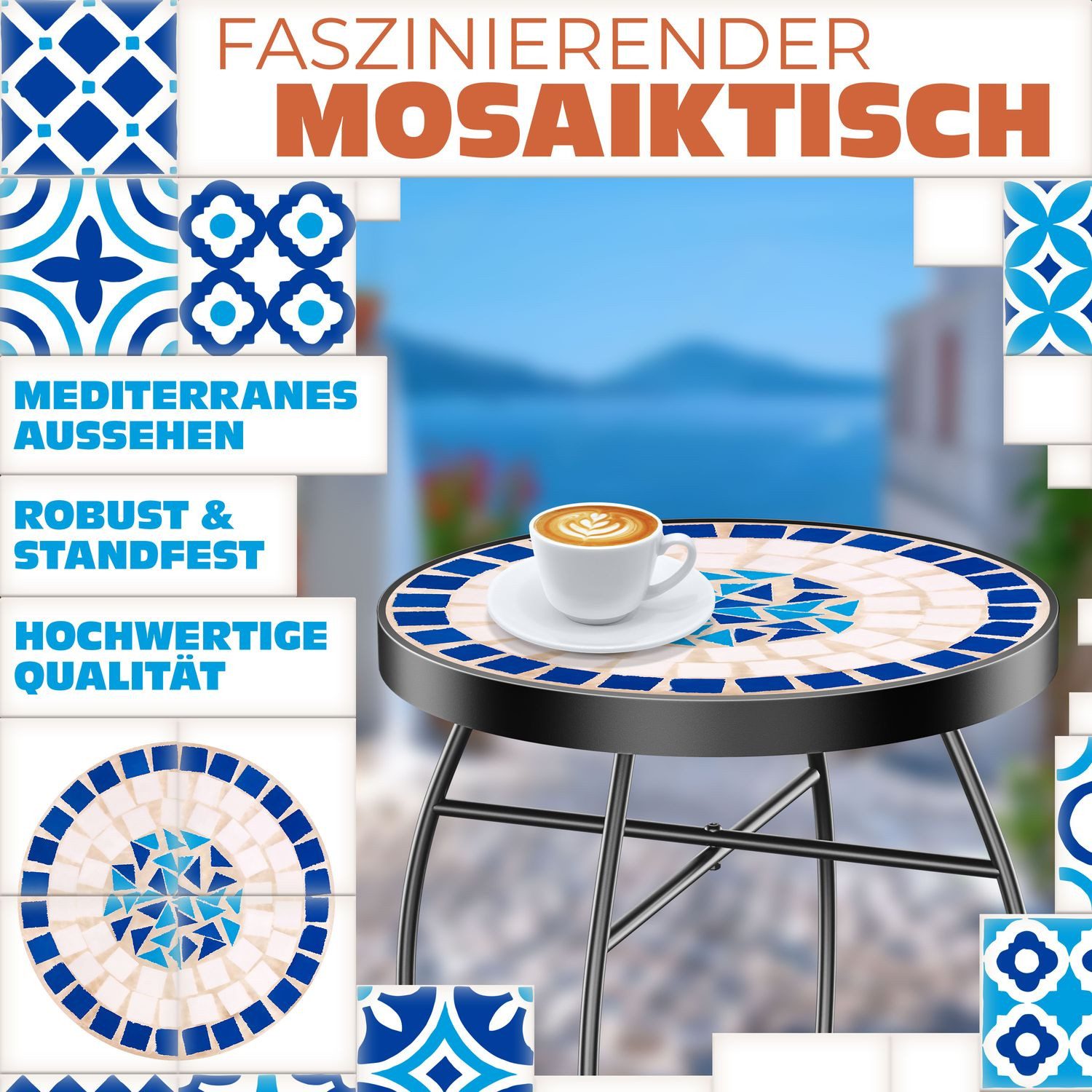 KESSER Gartentisch, Mosaiktisch Bistrotische Blumenhocker Rund günstig online kaufen