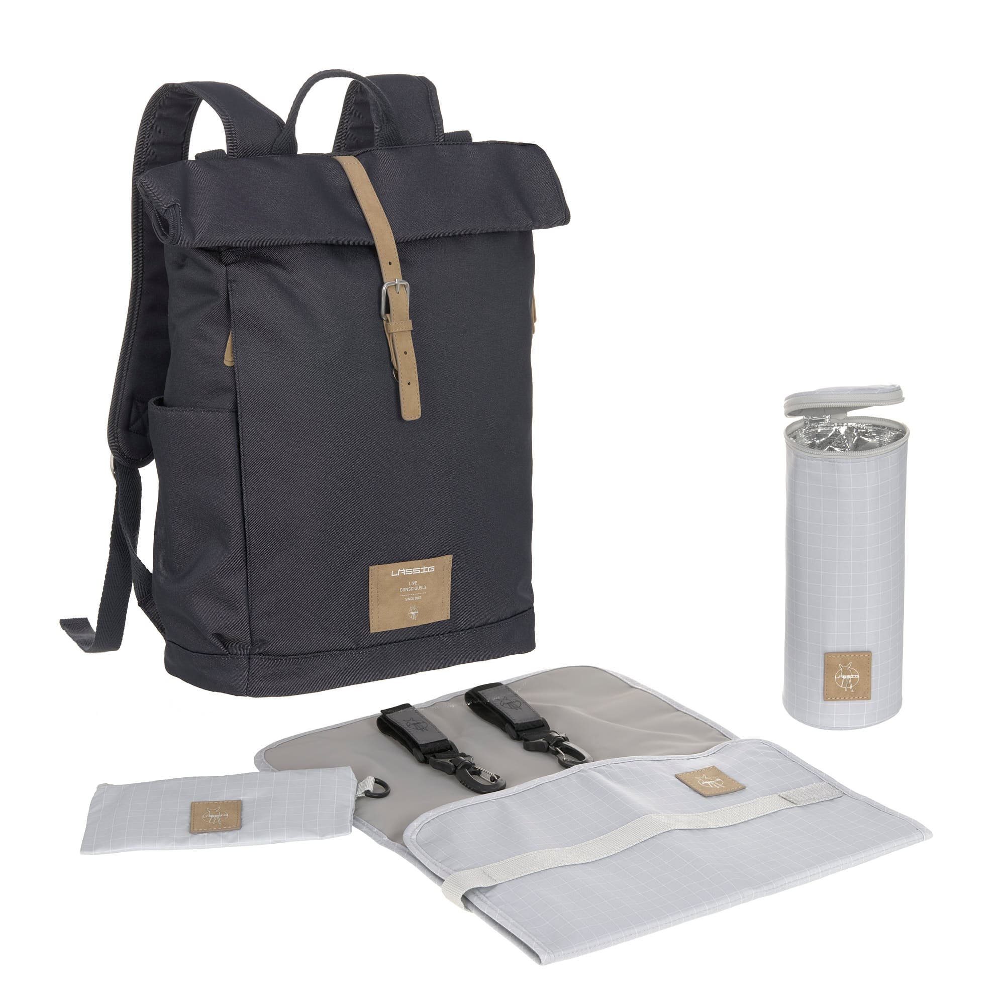 vegan; Rolltop Edition Wickeltasche demin-blue-limited aus zum Material LÄSSIG Wickelrucksack (Rolltop), Wickelrucksack recyceltem Teil PETA-approved Backpack LÄSSIG