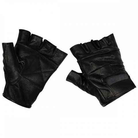 MFH Lederhandschuhe Lederhandschuhe, ohne Finger, ohne Nieten, "Deluxe", schwarz - S ohne Finger