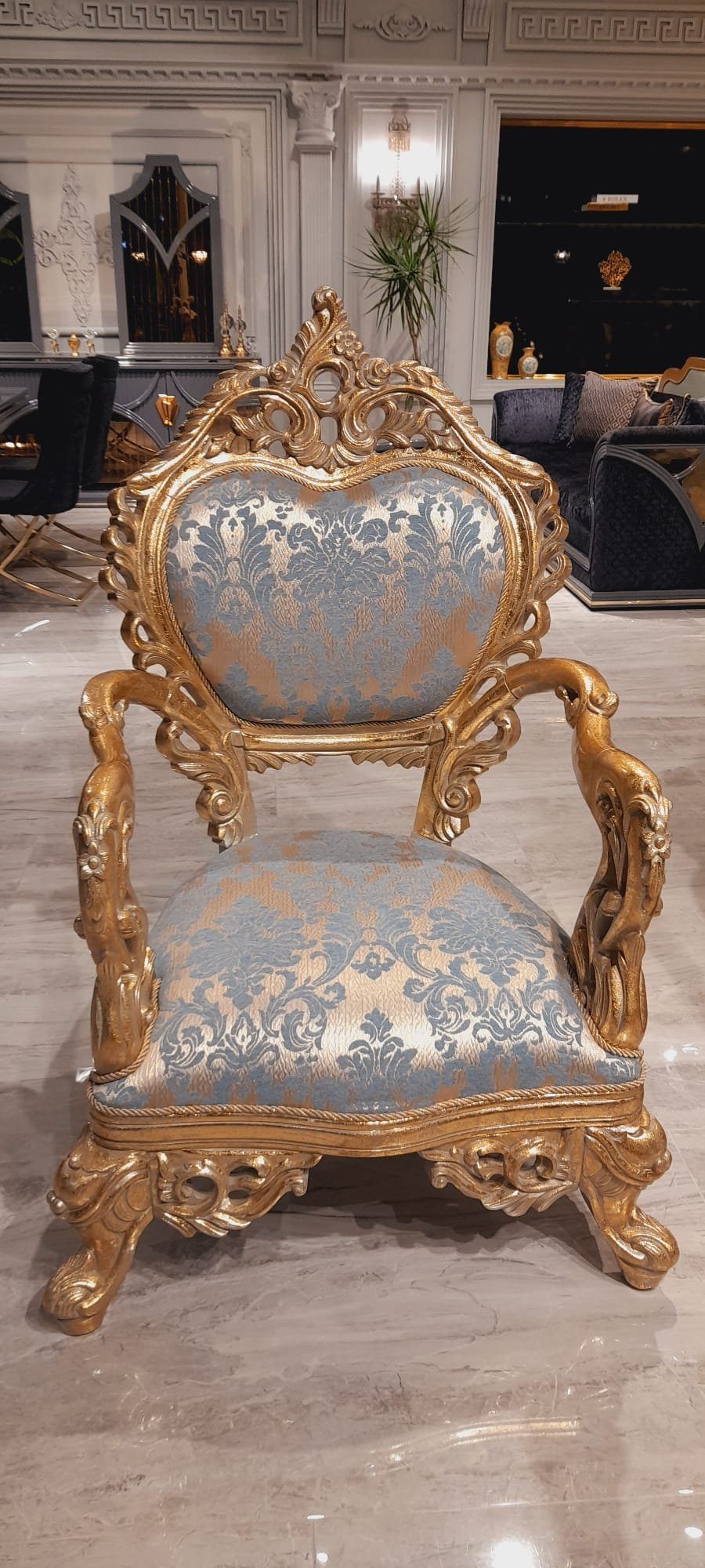 JVmoebel Sessel, Couch Geschnitzten Barock Stuhl Sessel Einsitzer Beinen Französischer