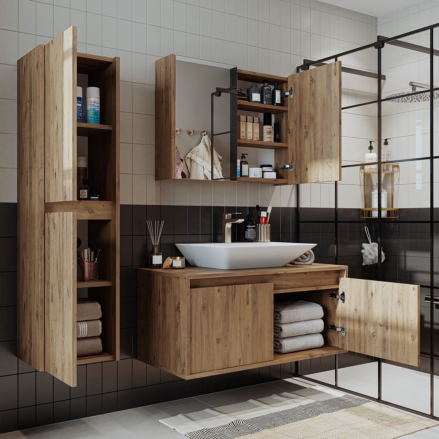 Roomart Badmöbel-Set ATL4TLG-100, (Badmöbel Set Unterschrank günstig online kaufen