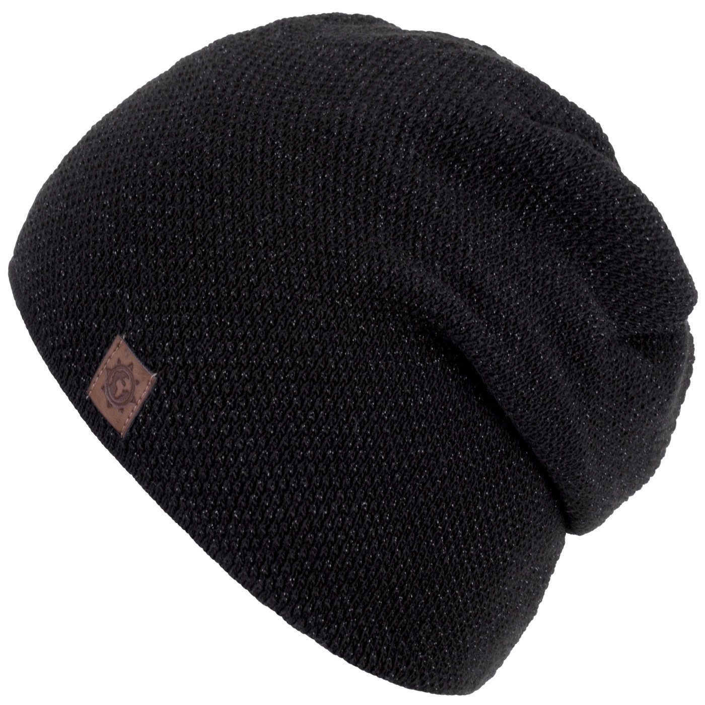 compagno Strickmütze (1-St) Damen Beanie Wintermütze Metallic-Garn gefüttert Fleecefutter