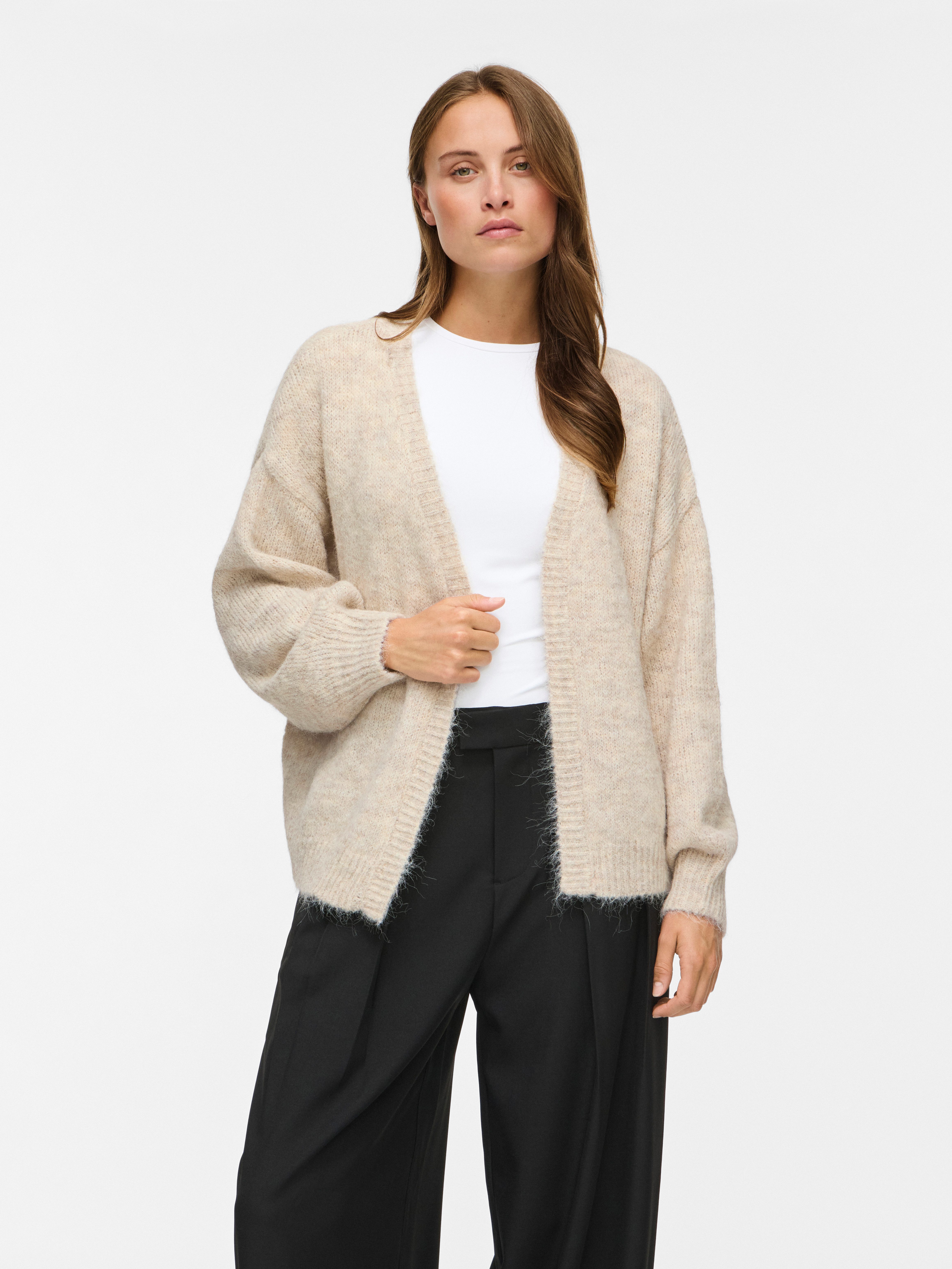 Vila Strickjacke VILAMPE OPEN L/S KNIT CARDIGAN-NOOS Materialmix, normal geschnitten