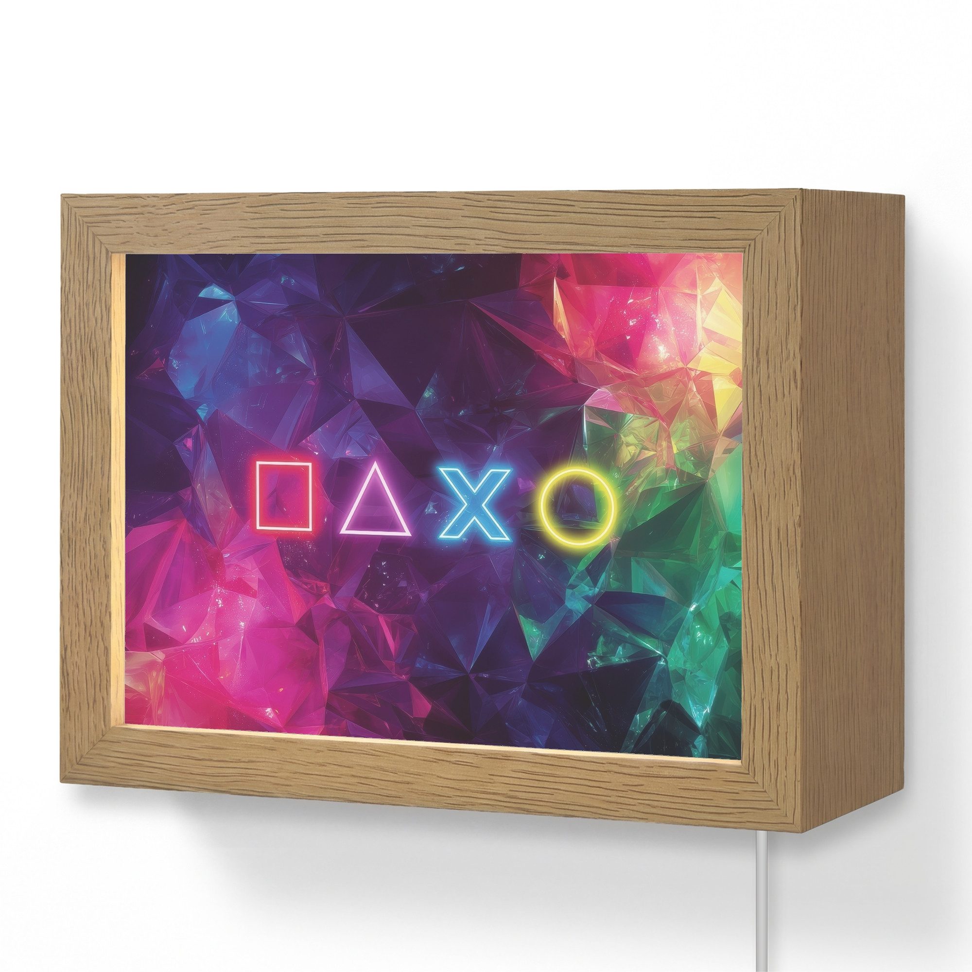 OnlyWow Wandleuchte Lightbox Playstation - Bunt - Abstrakt - Neon - Jungen, Dimmbar, Farbwechsel, LED, Warmweiß, Kaltweiß, Neutralweiß Einstellbar, Wandlampe Innen, Dimmbar, mit Kabel, LED, Modern, Kinder