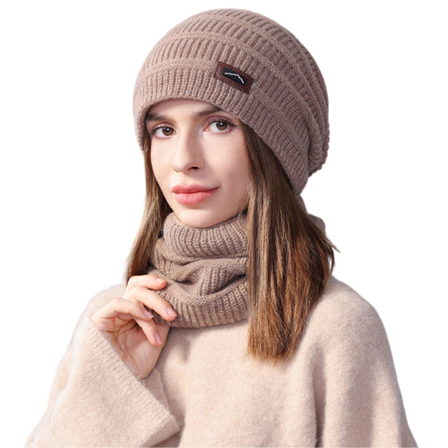 Refttenw Mütze & Schal Plüschfutter Wintermütze günstig online kaufen