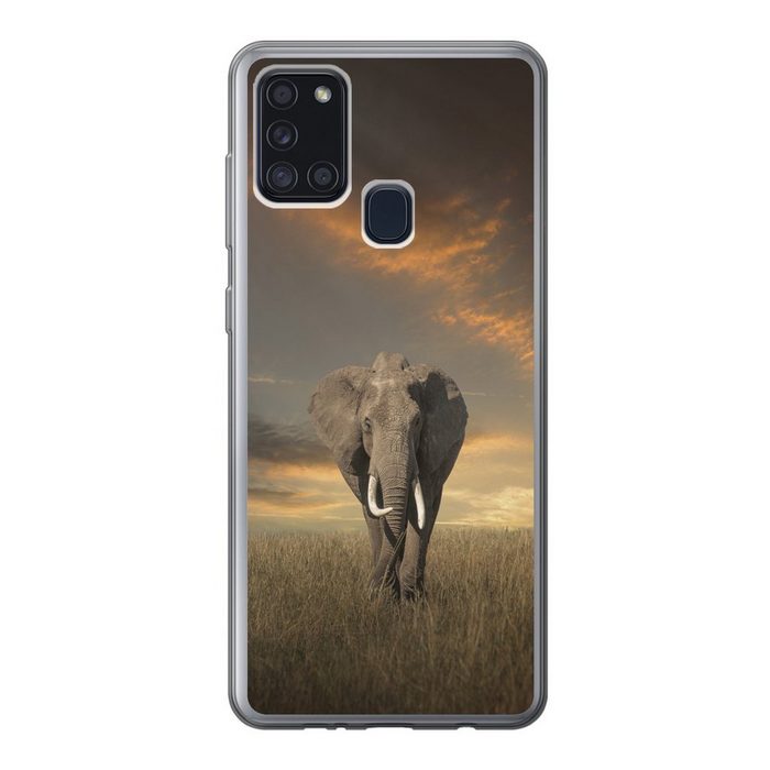 MuchoWow Handyhülle Weidender Elefant Handyhülle Samsung Galaxy A21s Smartphone-Bumper Print Handy