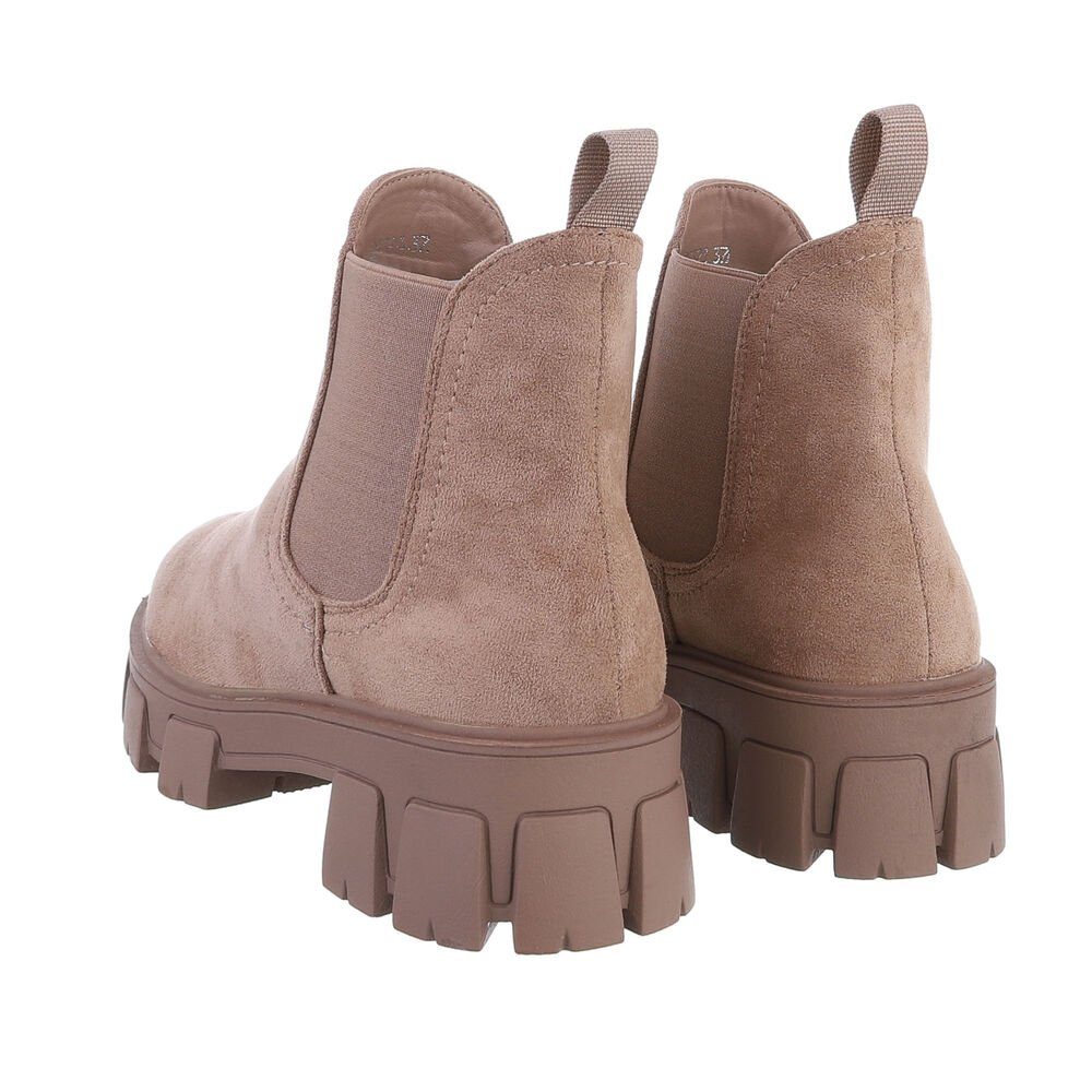 Ital-Design Damen Chelsea Freizeit Plateaustiefelette (80951274) Blockabsatz Chelsea Boots in Altrosa