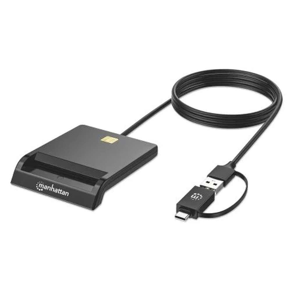 MANHATTAN Personalausweisleser Manhattan 102759 Smart-Card-Lesegerät USB USB Typ-A Schwarz